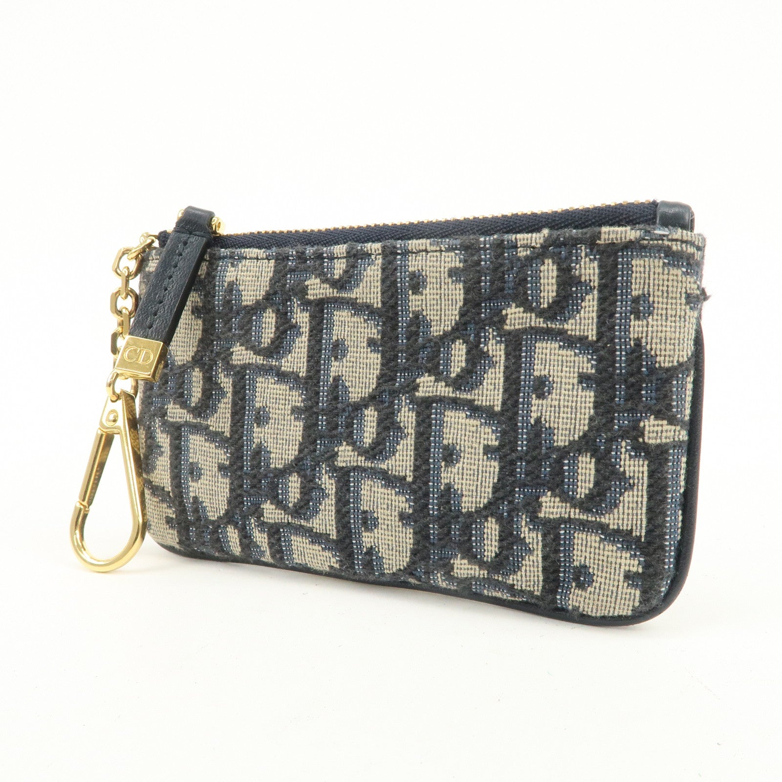 Christian Dior Trotter Canvas Leather Coin Case Key Case Navy