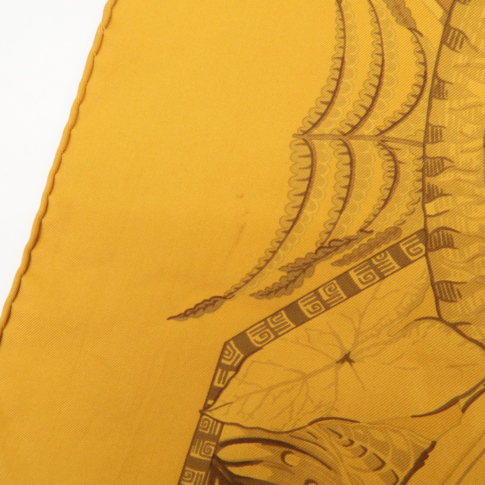 HERMES Carre 90 Silk 100% Aloha Hawaiian Print Scarf Orange