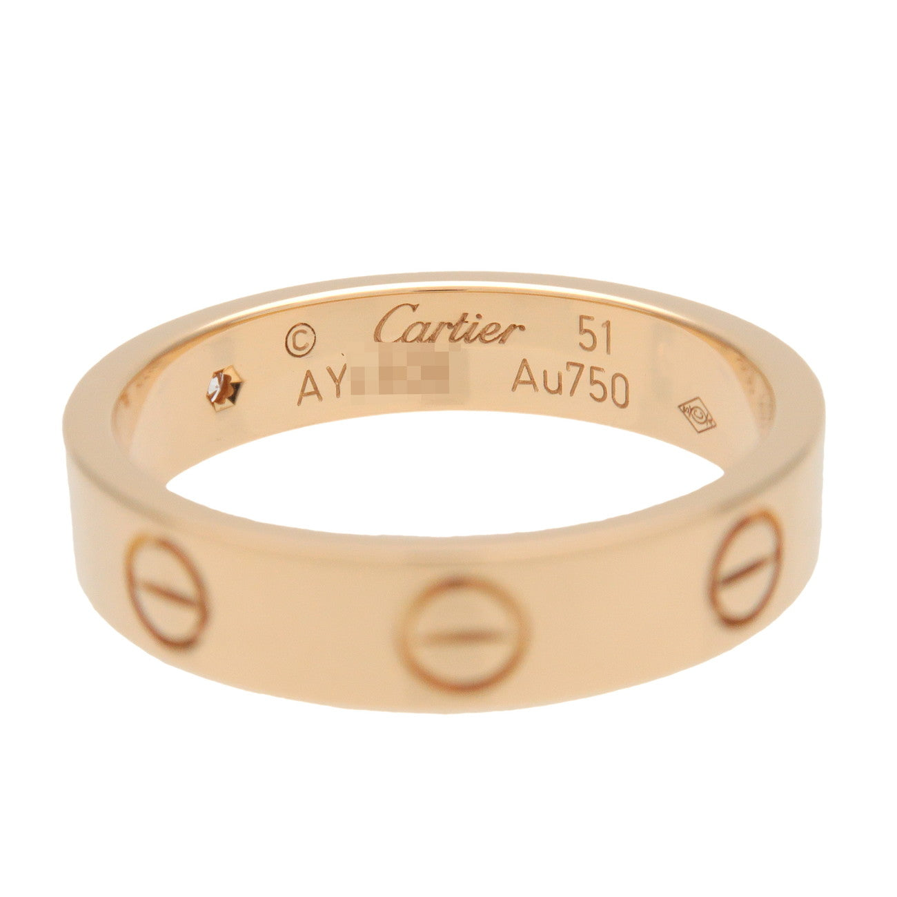 Cartier Mini Love 1P Diamond Ring K18 750YG Yellow Gold #51 US5.75