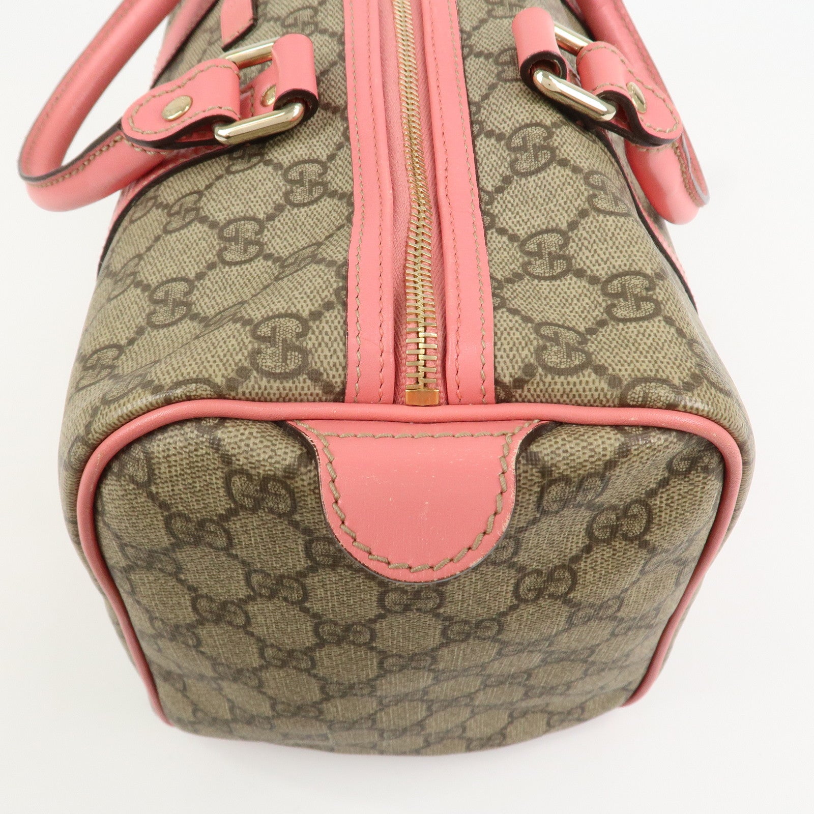 GUCCI GG Supreme Leather Boston Bag Hand Bag Beige Pink 193603