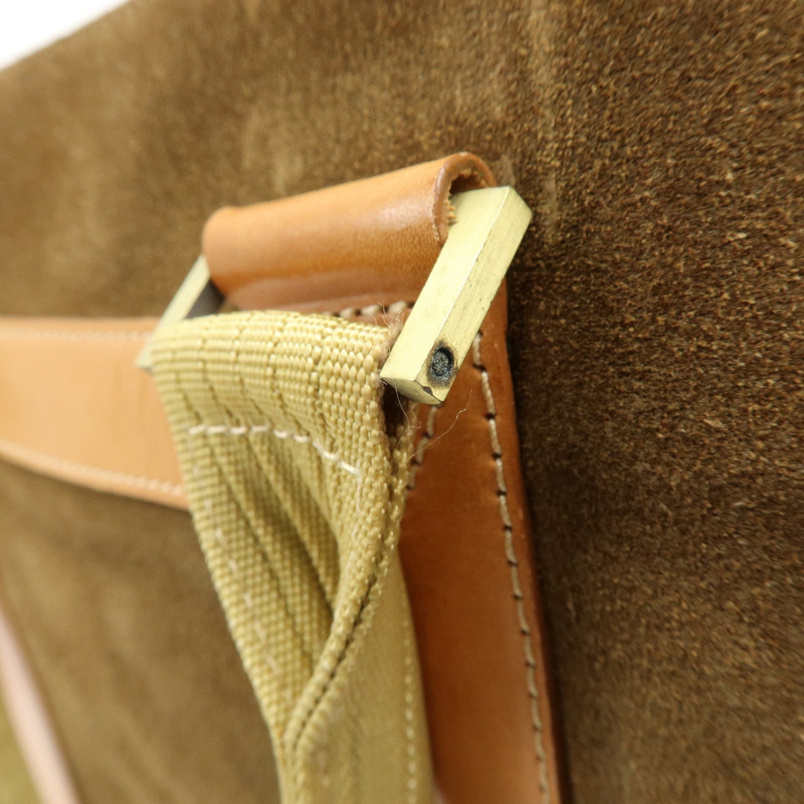 Ferragamo Suede Leather Tote Bag Shoulder Bag Hand Bag Brown