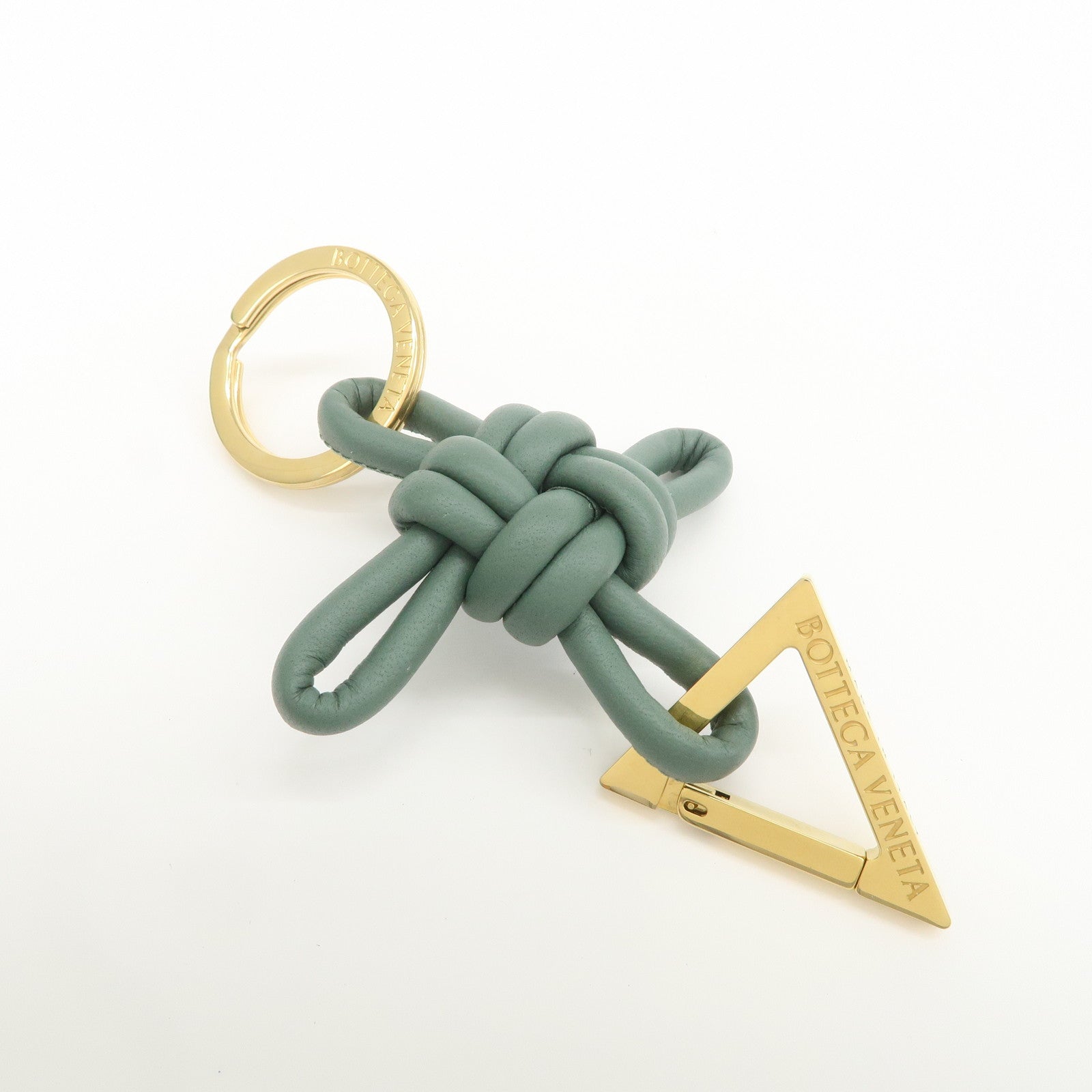 BOTTEGA VENETA Metal Leather Bag Charm Key Charm Green