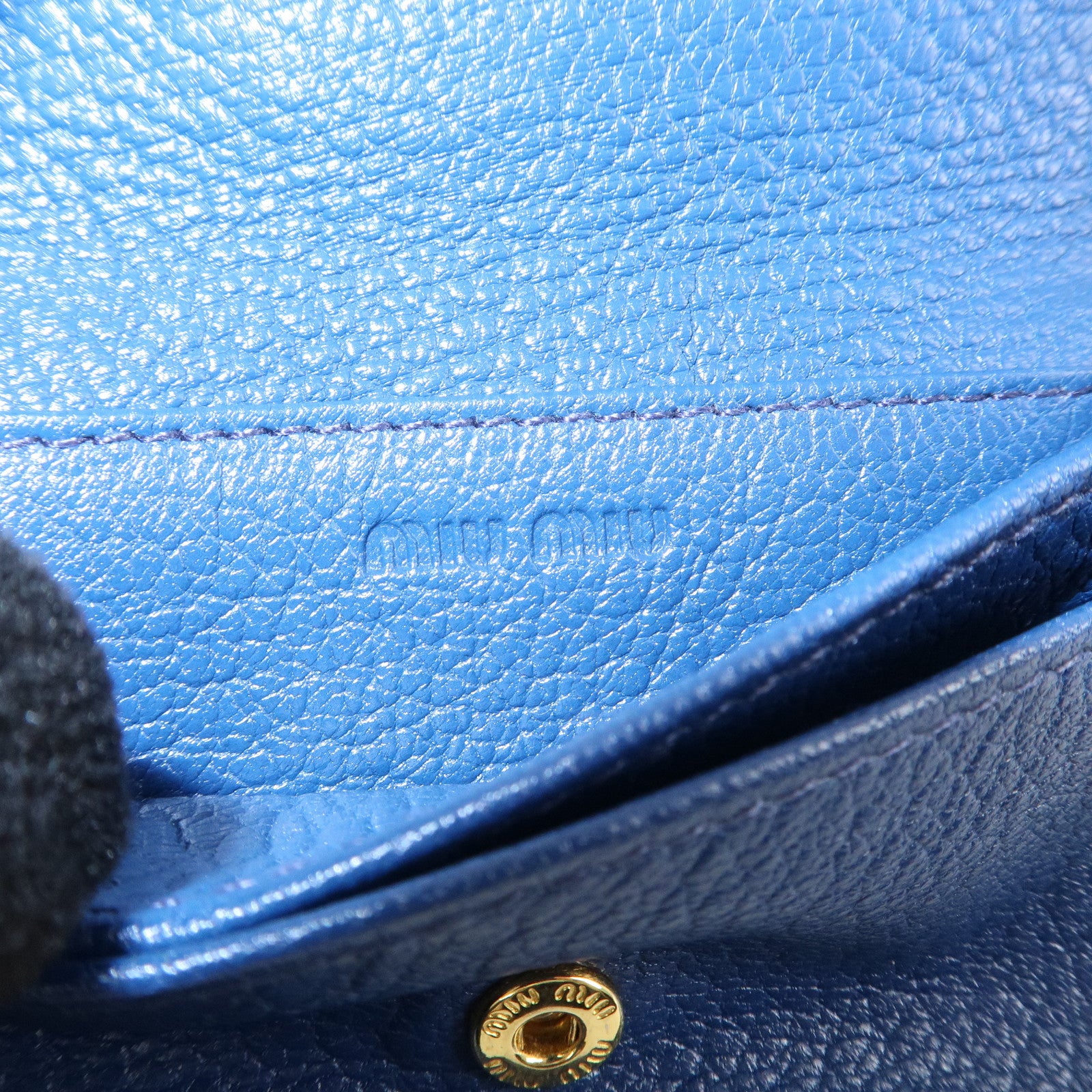 MIU MIU Leather Card Case Card Holder Fragment Case Blue 5M1122