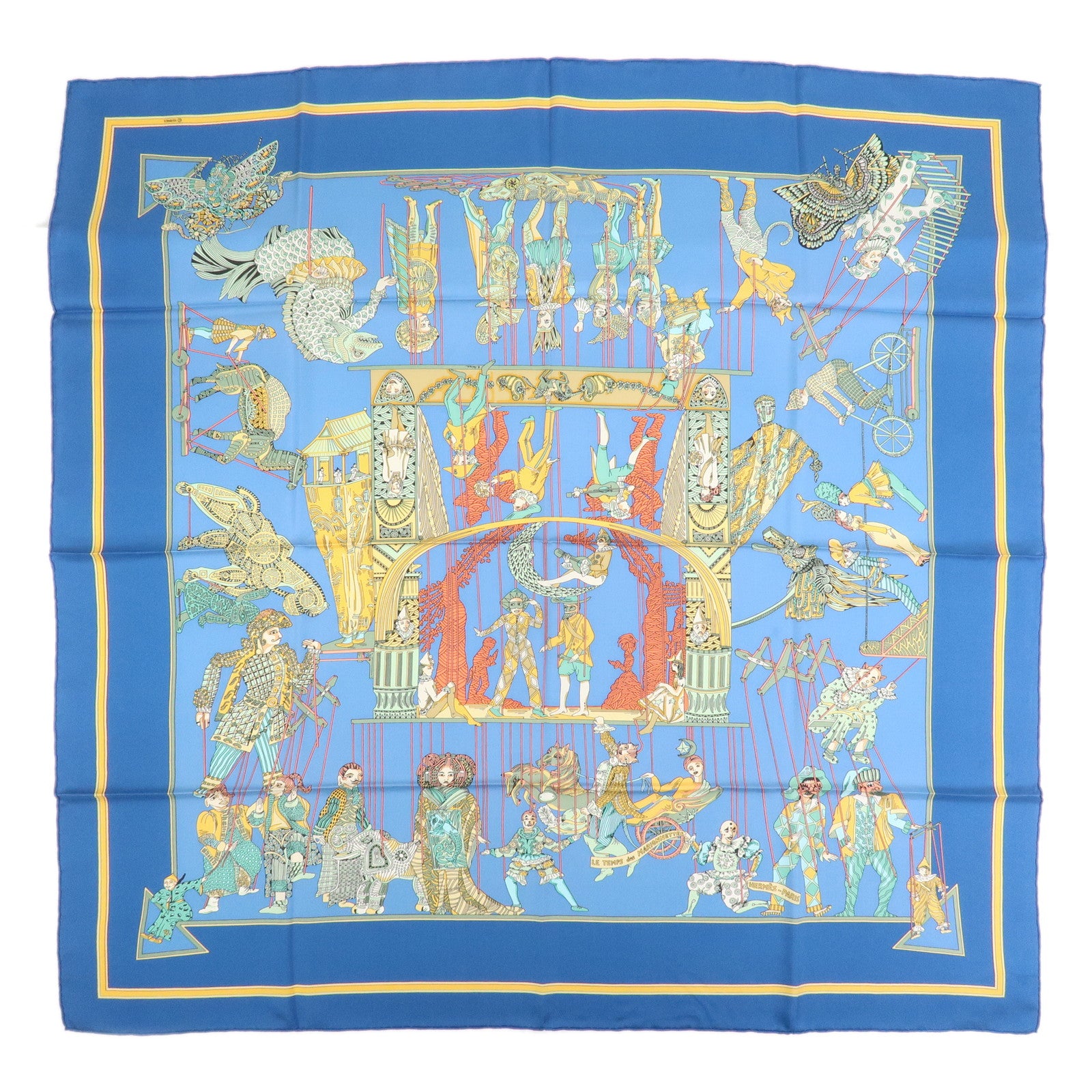HERMES Carre 90 Silk 100% Scarf LE TEMPS des MARIONNETTES
