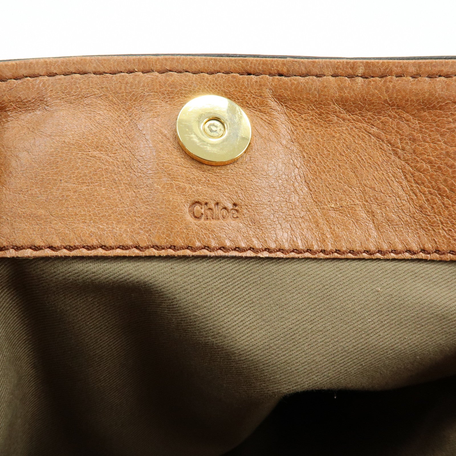 Chloe Harley Canvas Leather Shoulder Crossbody Bag Natural Brown