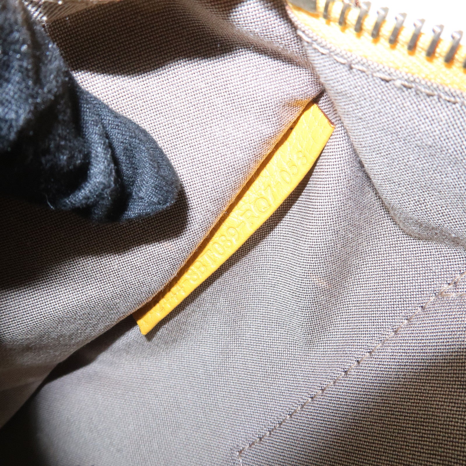 FENDI Zucchino Canvas Leather Shoulder Bag Beige Yellow 8BT089