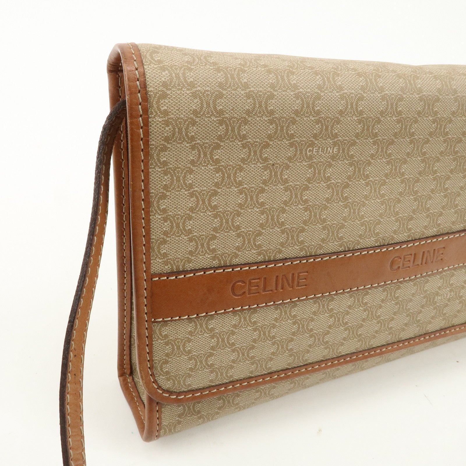 CELINE Macadam PVC Leather 2Way Bag Shoulder Bag Beige