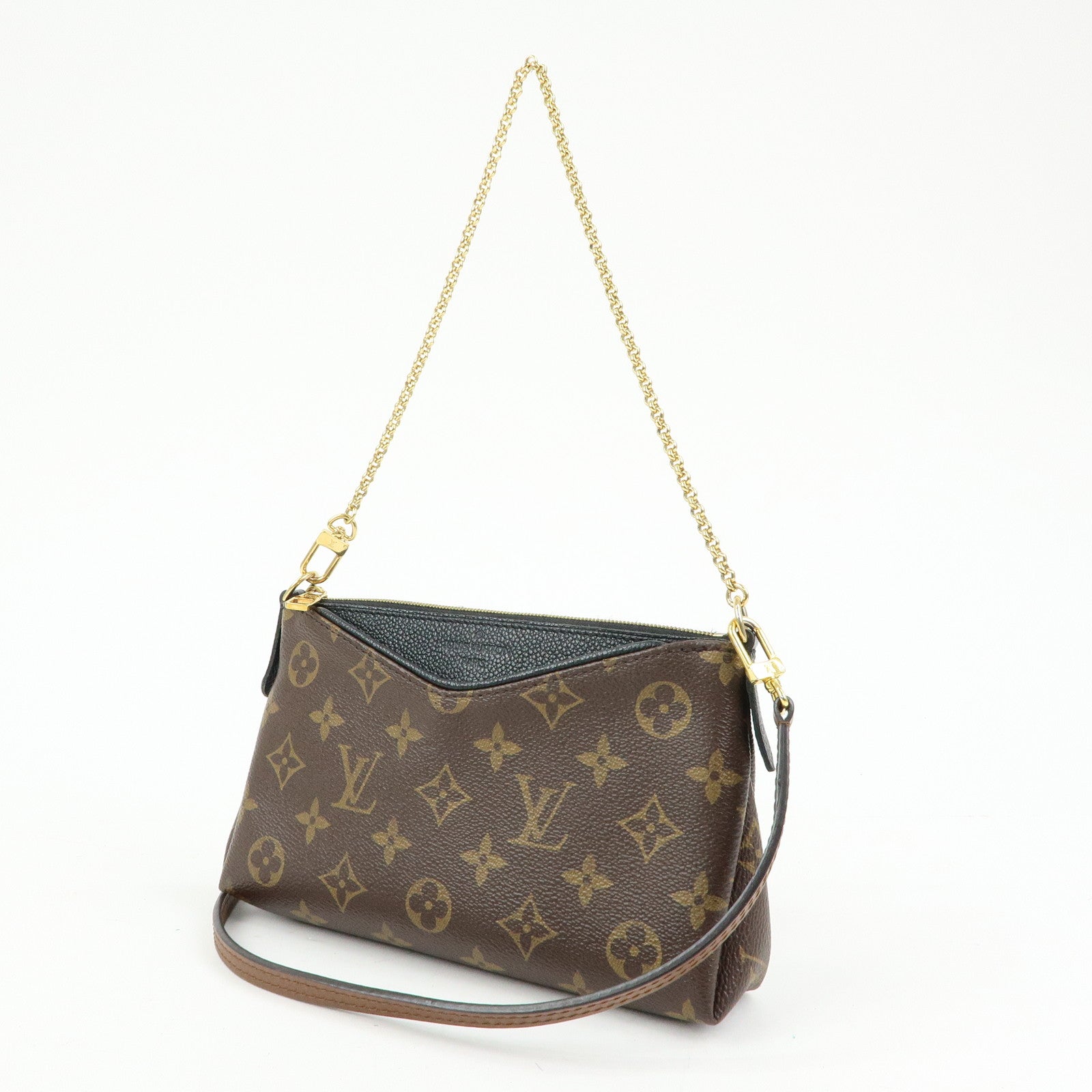 Louis Vuitton Monogram Pallas Clutch 2Way Shoulder Bag Noir M41639