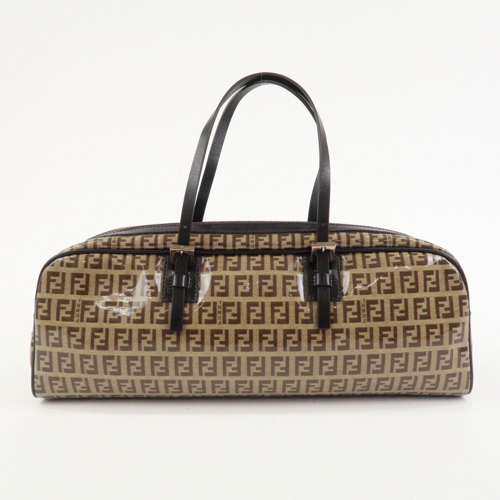 FENDI Zucchino PVC Leather Shoulder Bag Hand Bag Brown 8BL006