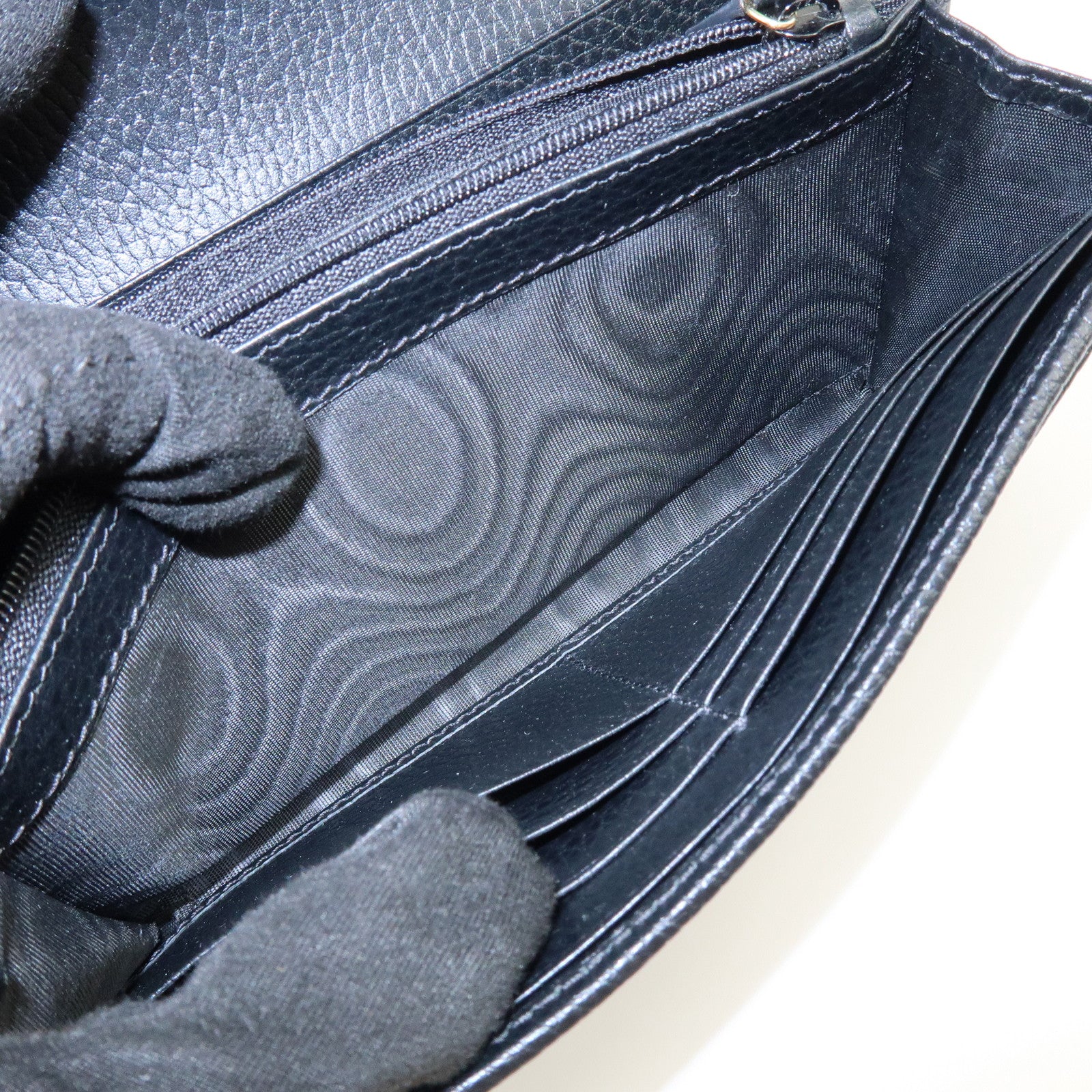 GUCCI GG Marmont Leather Long Flap Wallet Black 456116