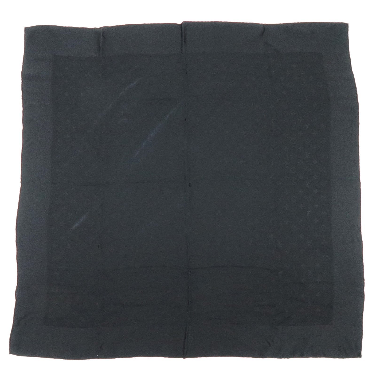 Louis Vuitton Monogram Silk 100% Scarf Shawl Black