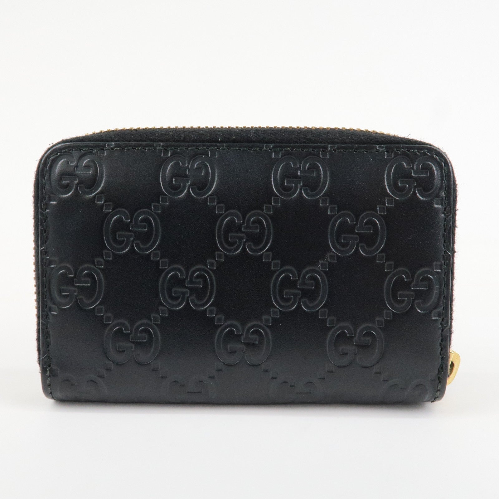 GUCCI Guccissima Leather Card Case Card Holder Black 447939 Used