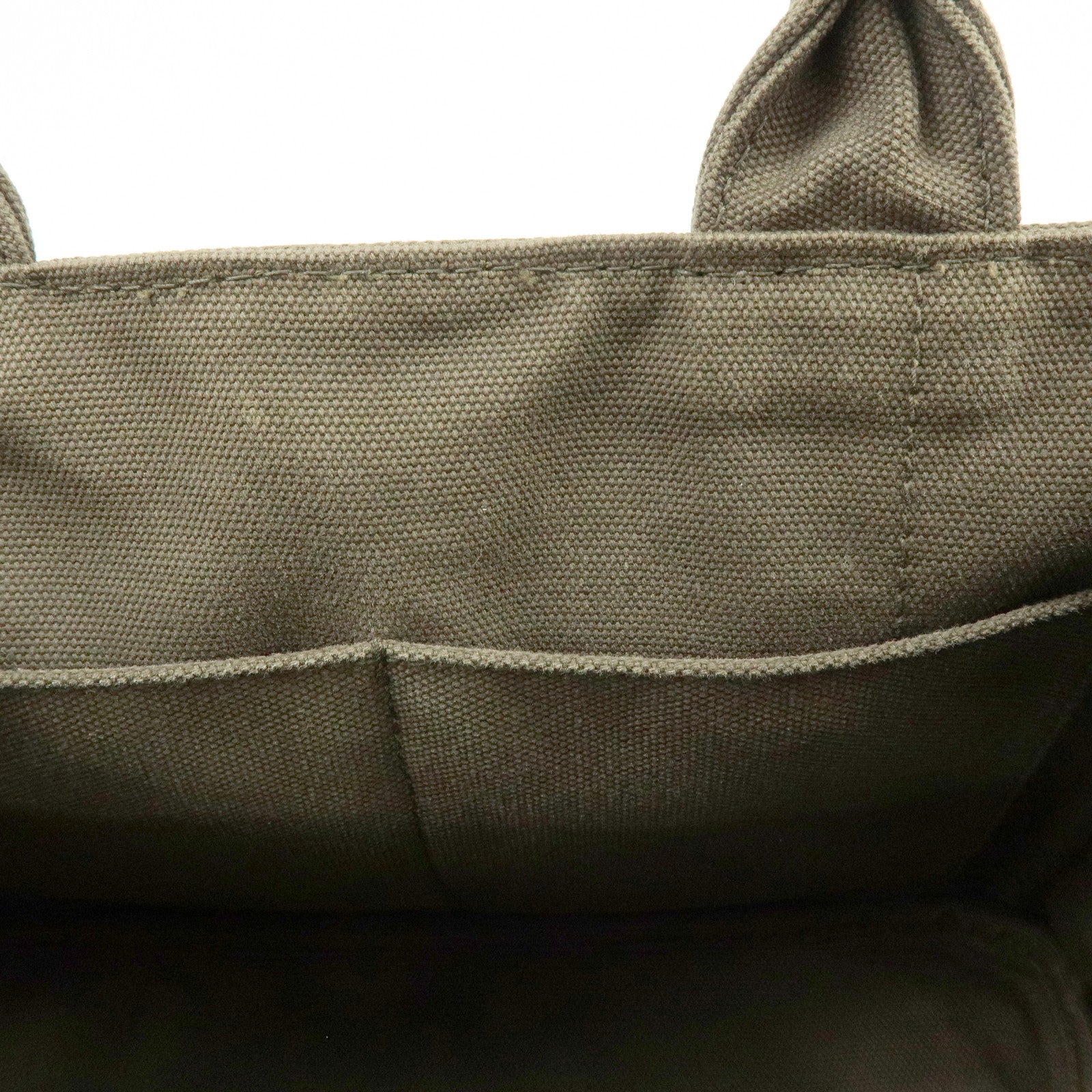 PRADA Canapa Mini Canvas Tote Bag Hand Bag Khaki BN2439