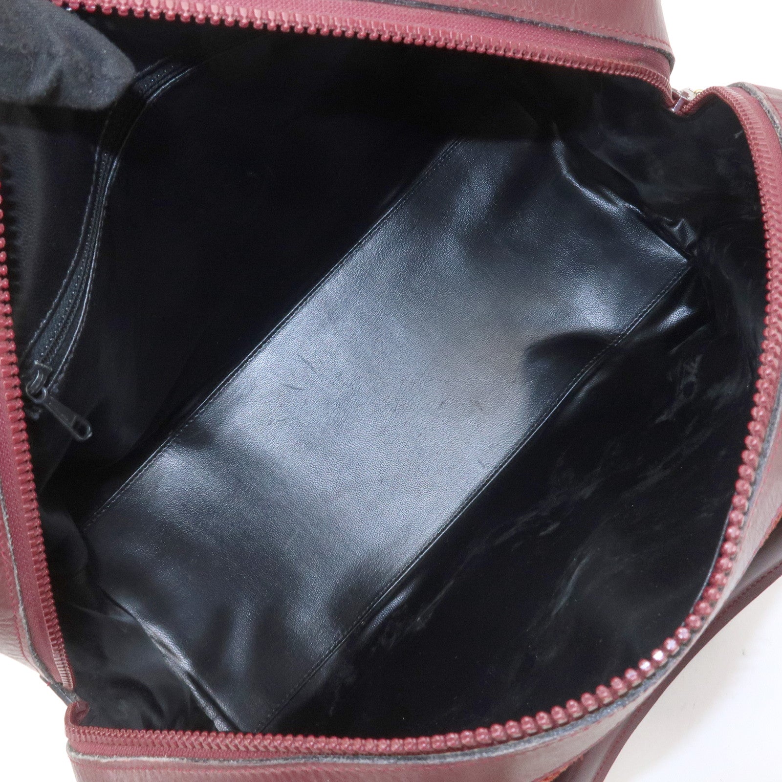 CELINE Macadam Logo Suede Leather Boston Bag Hand Bag Red Brown