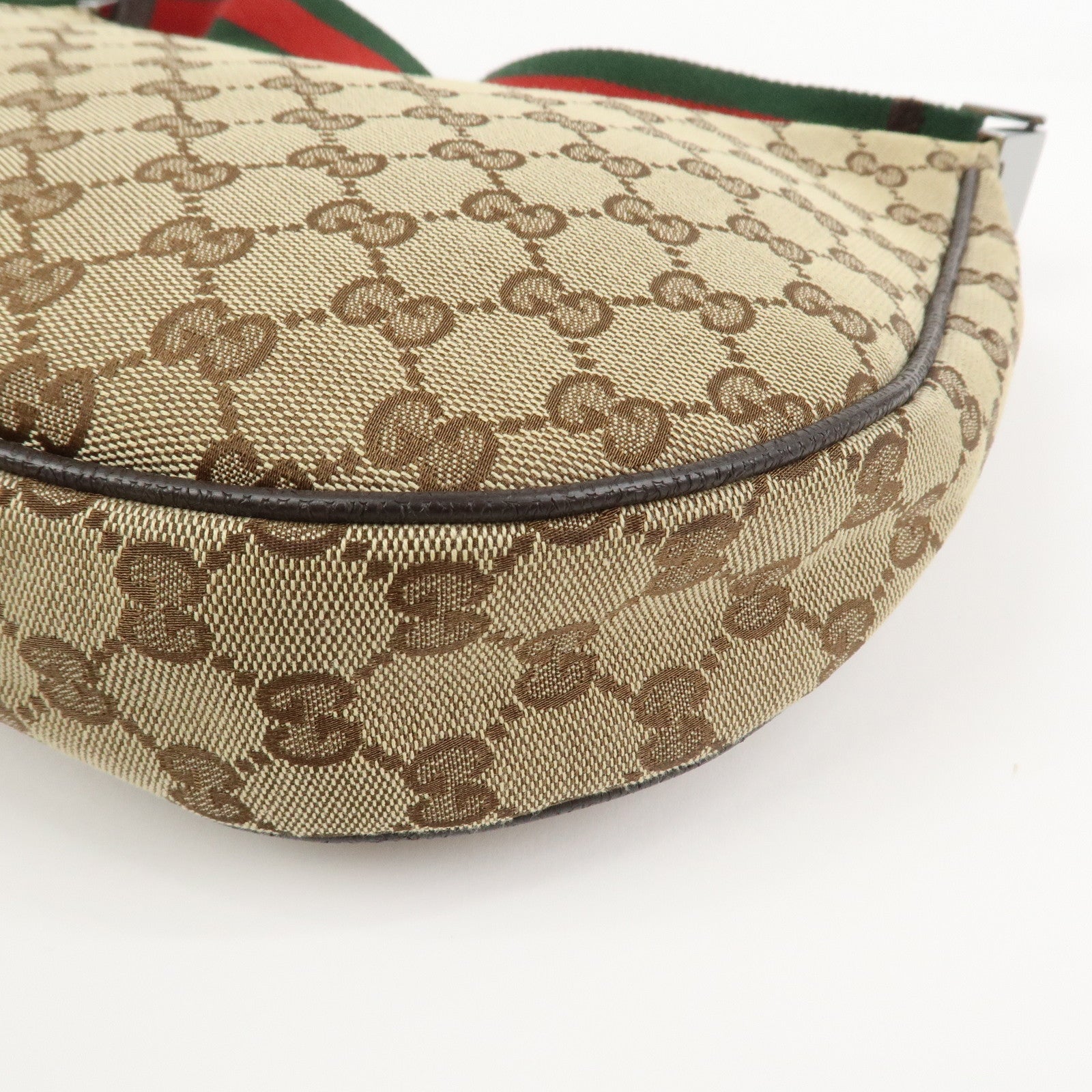 GUCCI Sherry GG Canvas Leather Shoulder Bag Beige Brown 122790