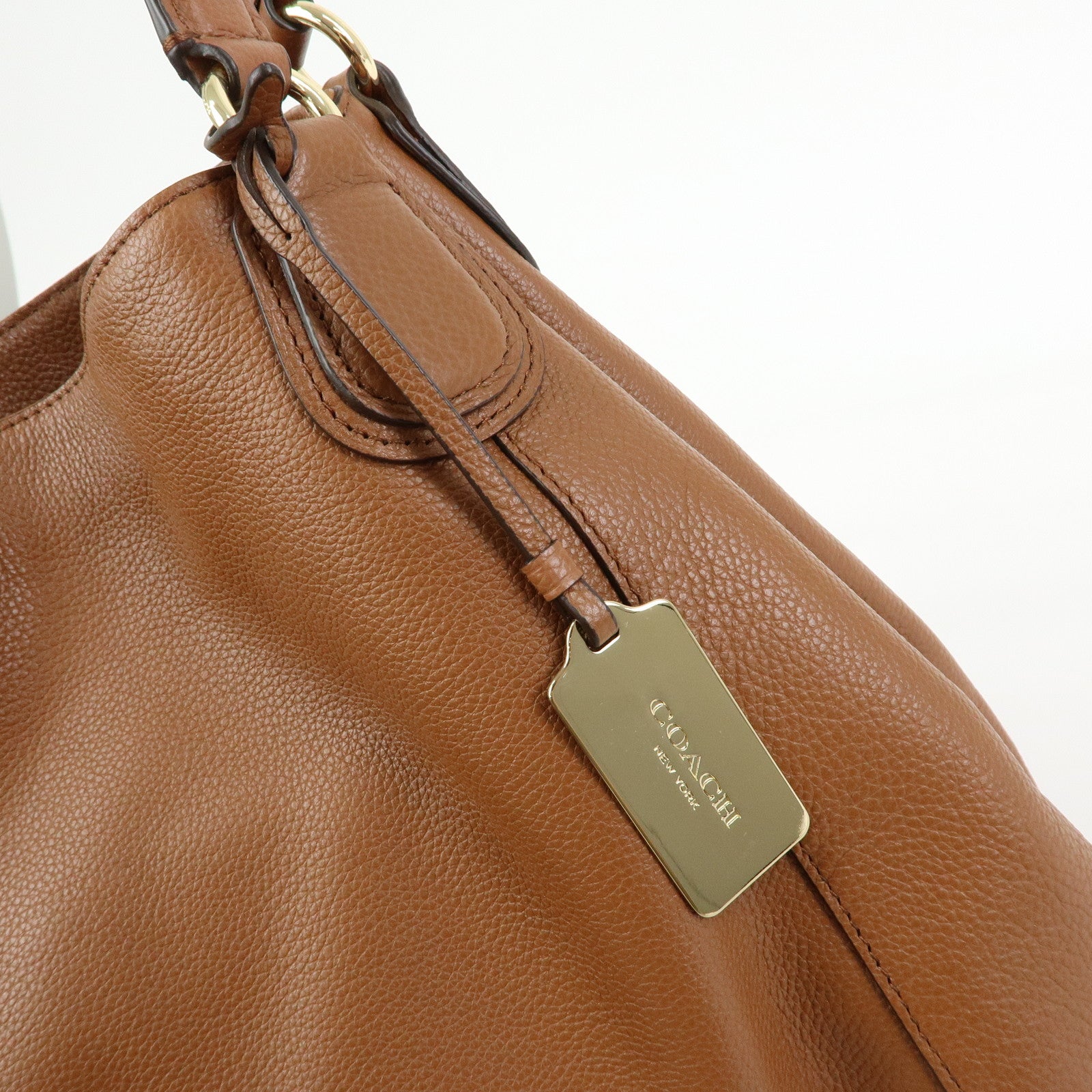 COACH Logo Leather Shoulder Bag Hand Bag Brown