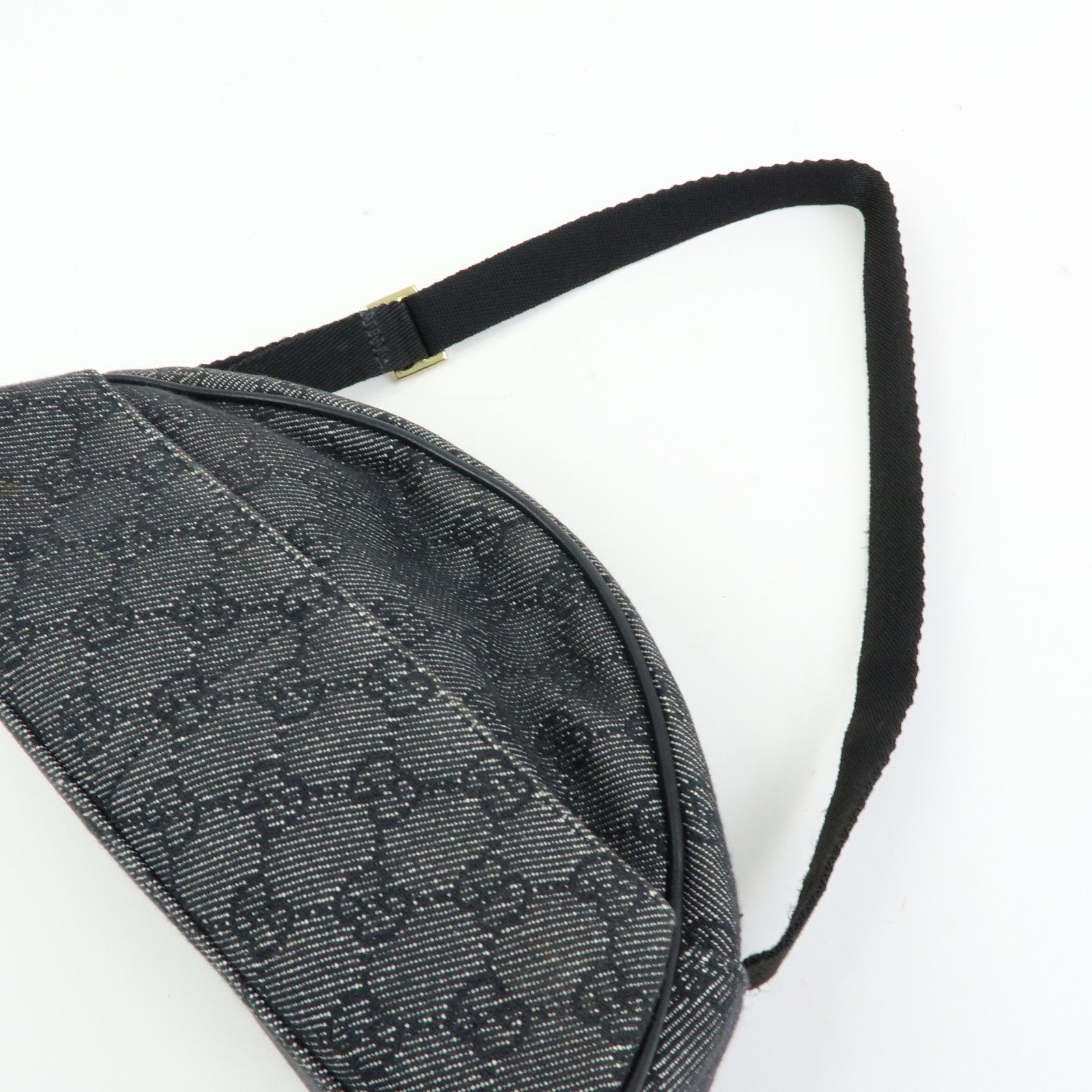 GUCCI Half Moon GG Denim Shoulder Bag Hand Bag Black 90781