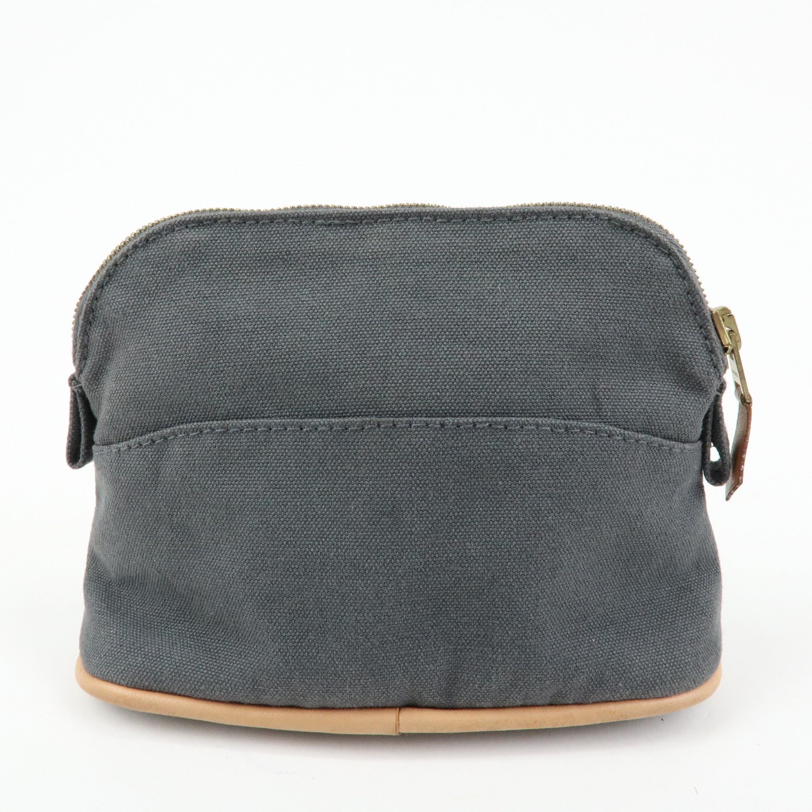 HERMES Set of 2 Bolide Mini 16 Canvas Leather Pouch Pink Grey