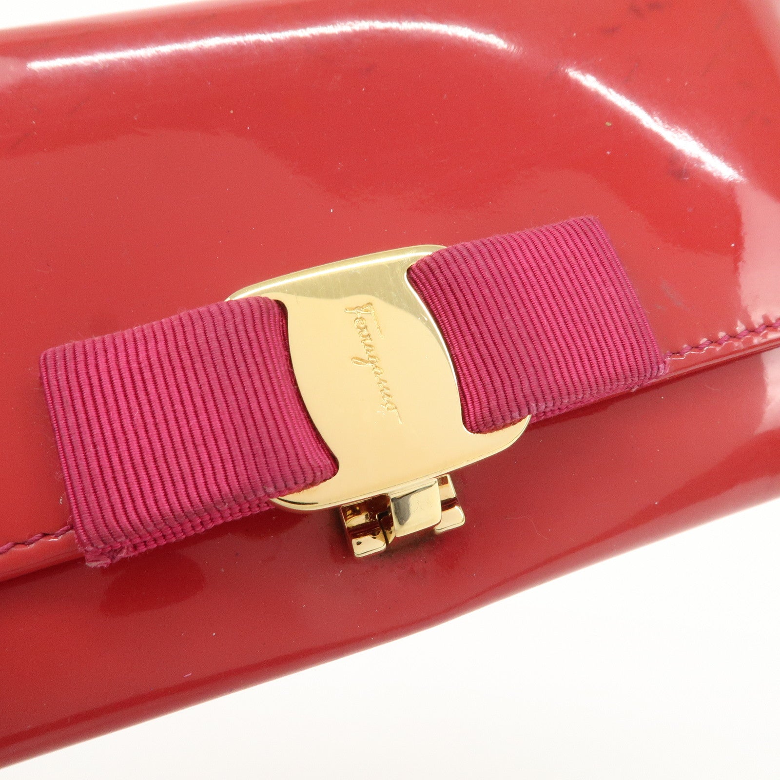 Ferragamo Set of 3 Leather Wallet Red Black Beige Used