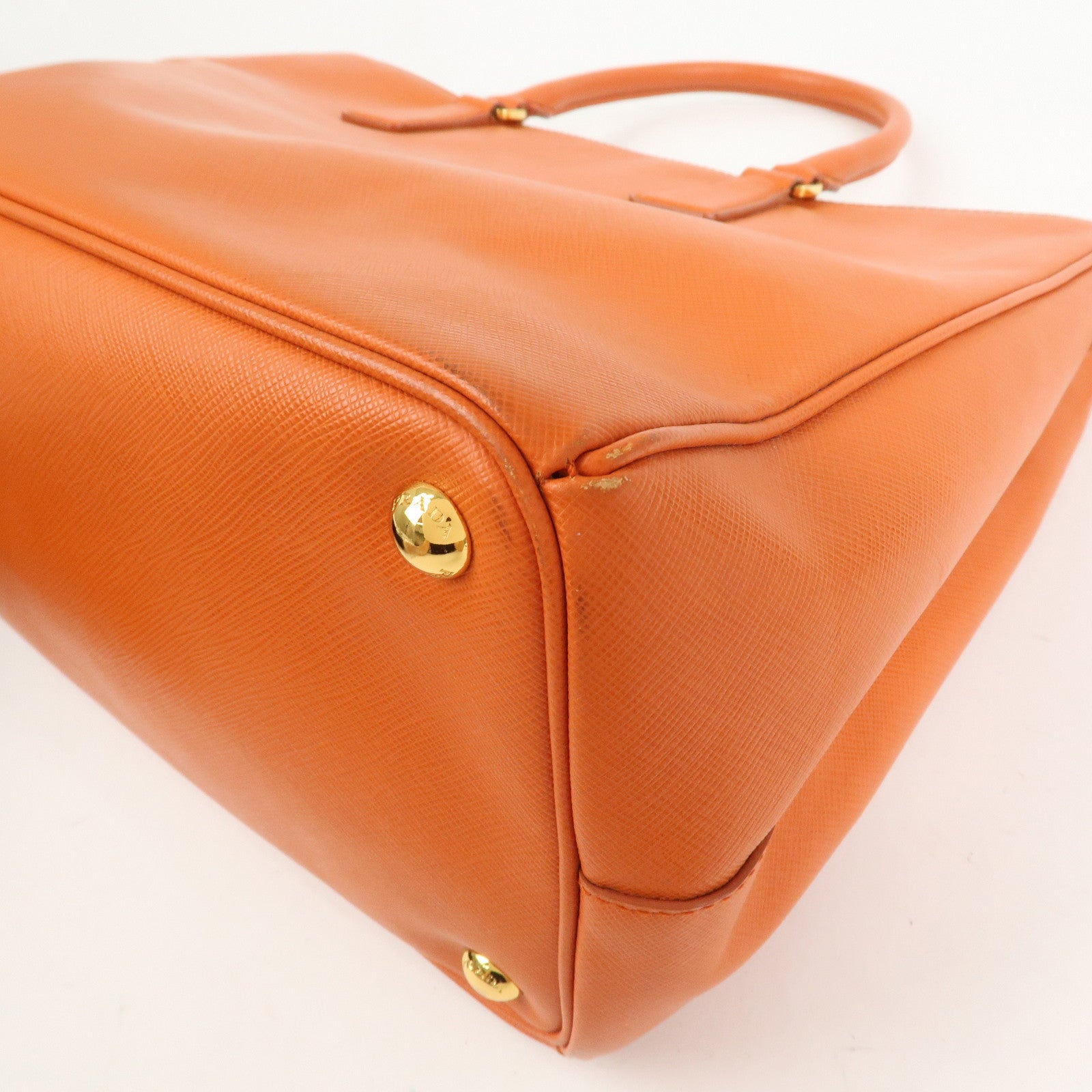 PRADA Triangle Logo Galleria 2Way Bag Hand Bag Orange BN1786