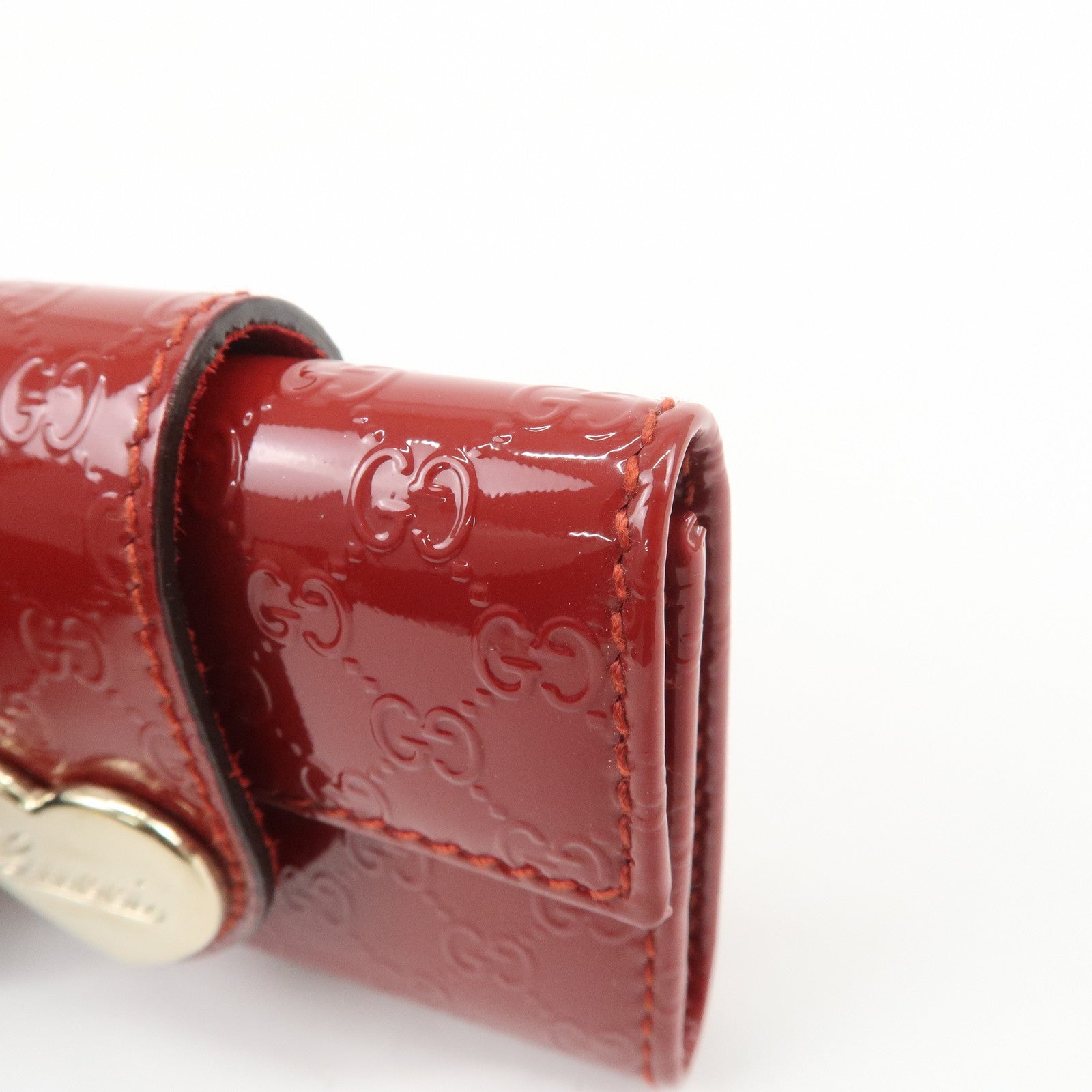 GUCCI Micro Guccissima Patent Leather 6 Ring Key Case Red 203551