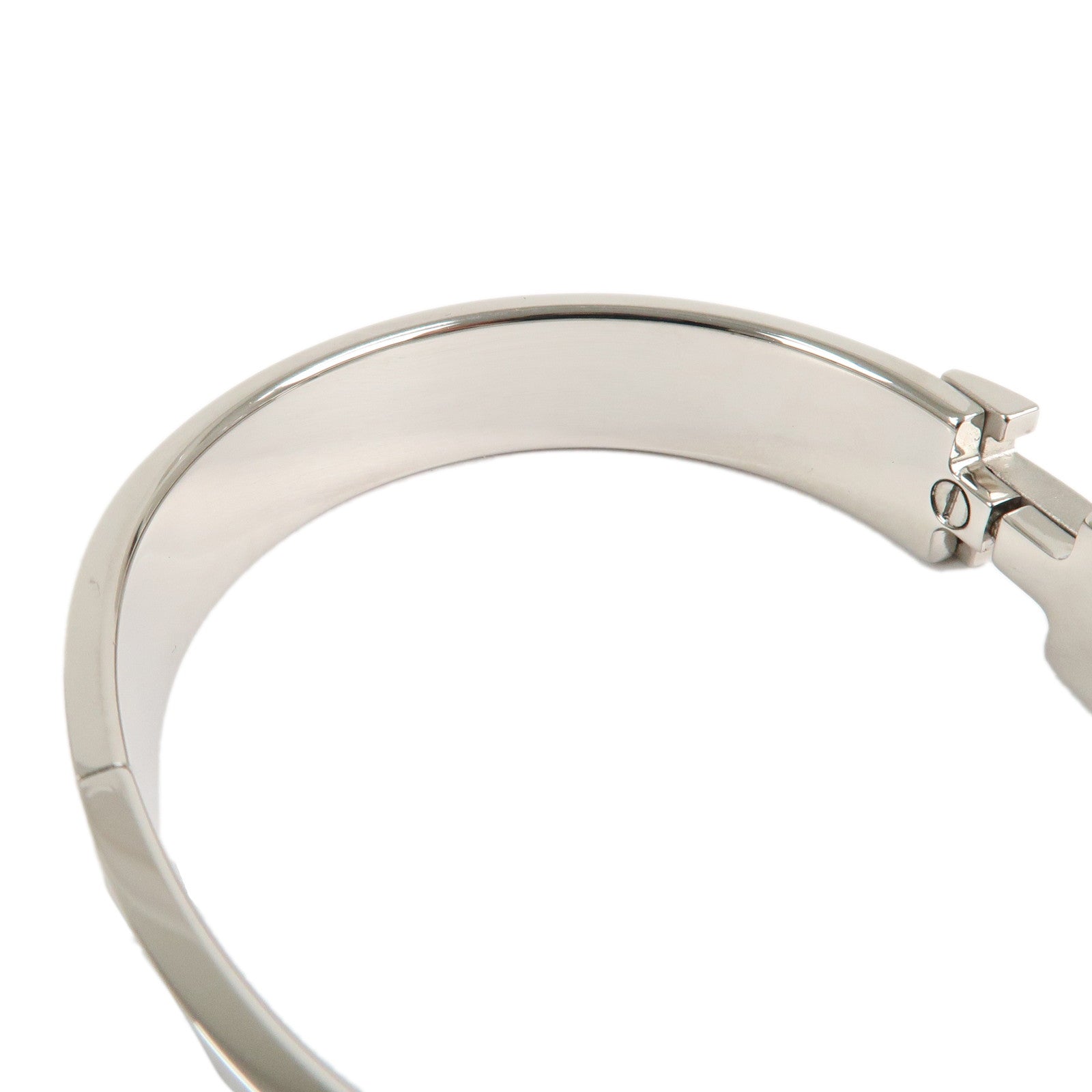 HERMES Clic Clac PM H Logo Bangle Bracelet Silver Black Used