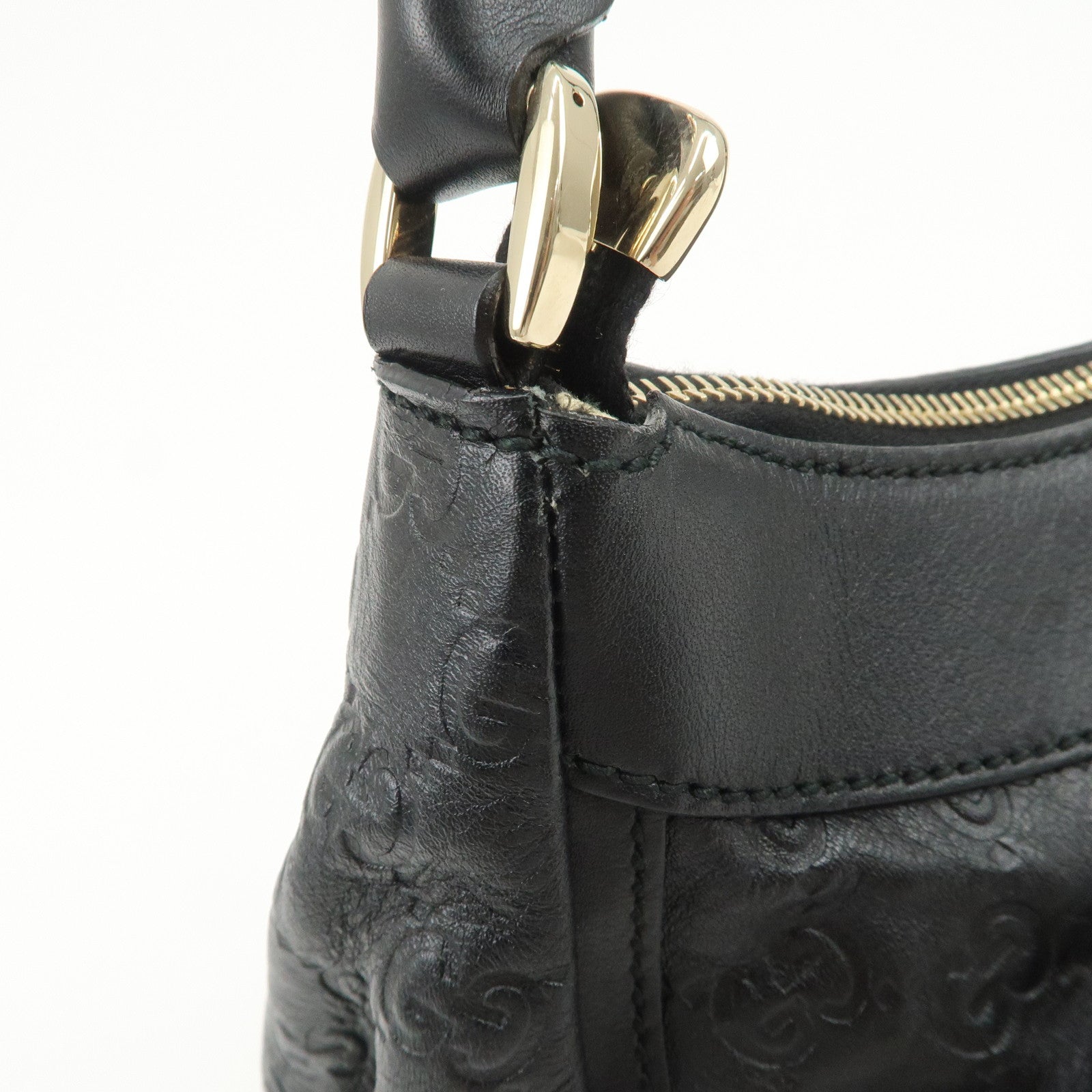 GUCCI Abbey Guccissima Leather Shoulder Bag Hand Bag Black 190525