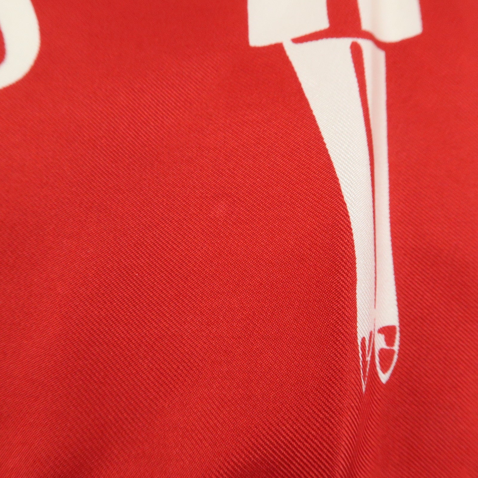 CHANEL Silk 100% Scarf Matelasse Bag Motif Red White