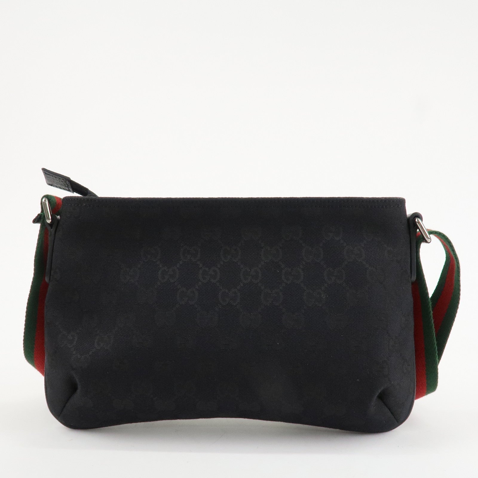 GUCCI Sherry GG Canvas Leather Shoulder Bag Black 189749 Used