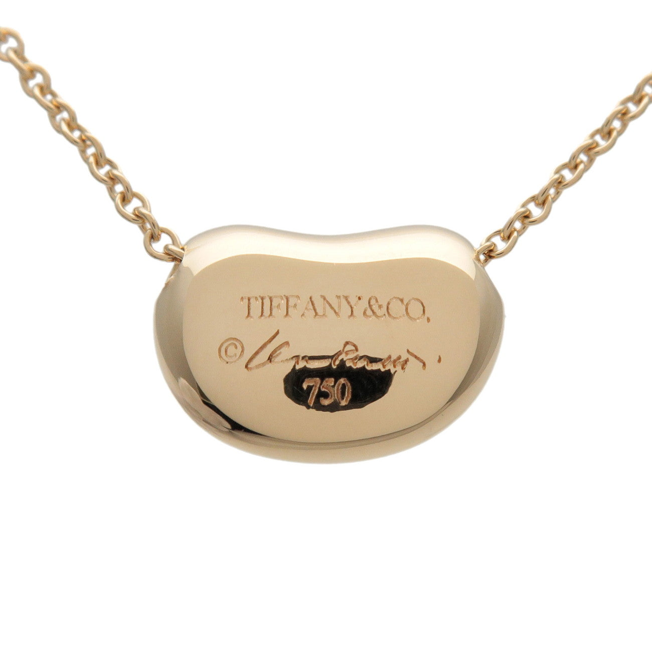 Tiffany & Co Bean Necklace Small K18YG 750YG Yellow Gold