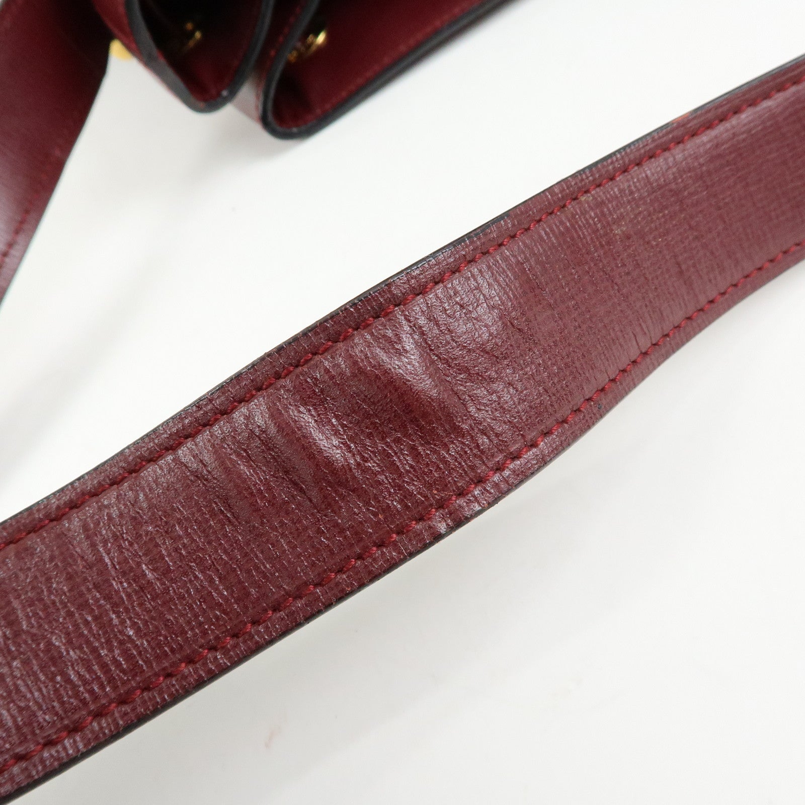 Cartier Must de Cartier Leather Drawstring Shoulder Bag Bordeaux