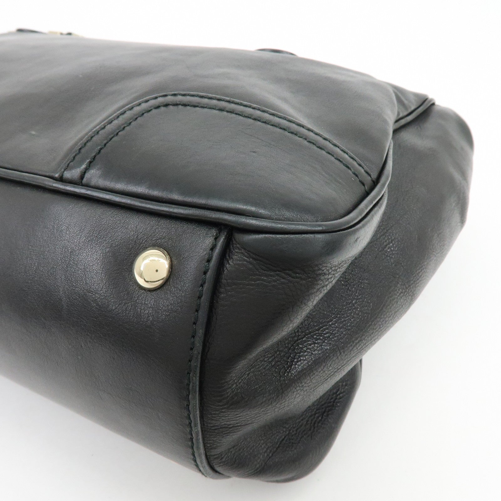 GUCCI Princy Leather Tote Bag Shoulder Bag Hand Bag Black 177052