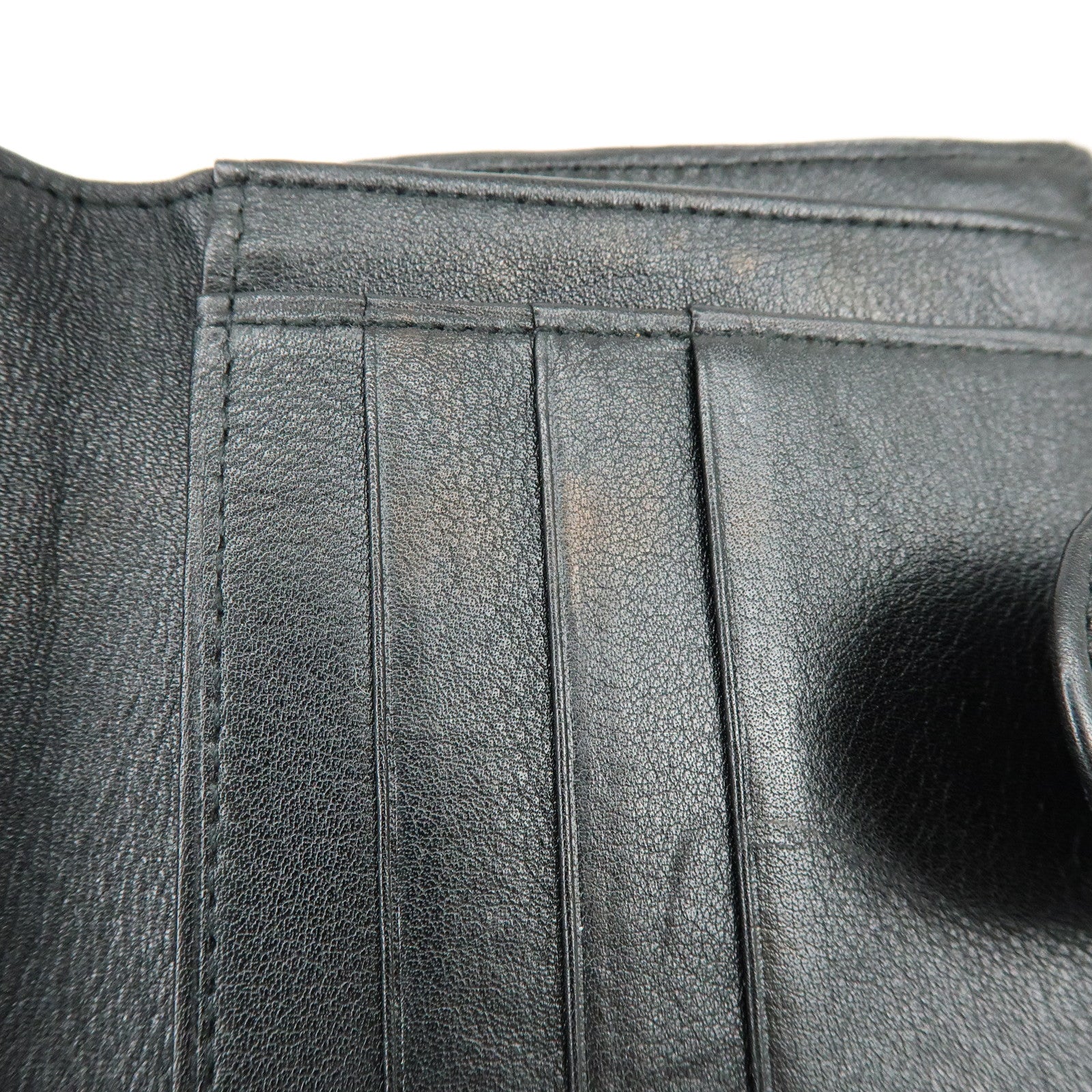 CHANEL Bicolore COCO Mark Calf Leather Compact Bi-fold Wallet Black