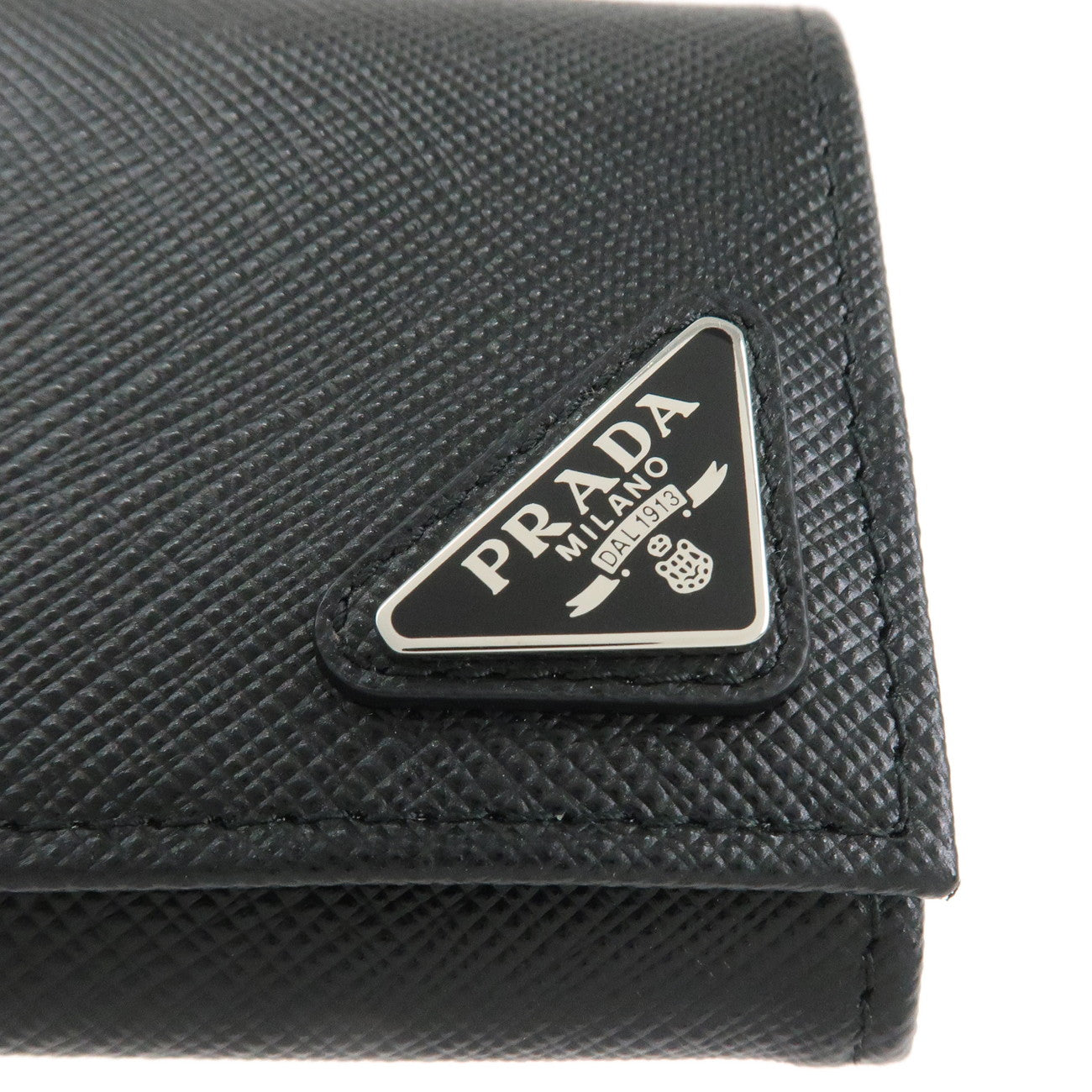PRADA Triangle Logo Saffiano Leather Coin Case Black 2MM935