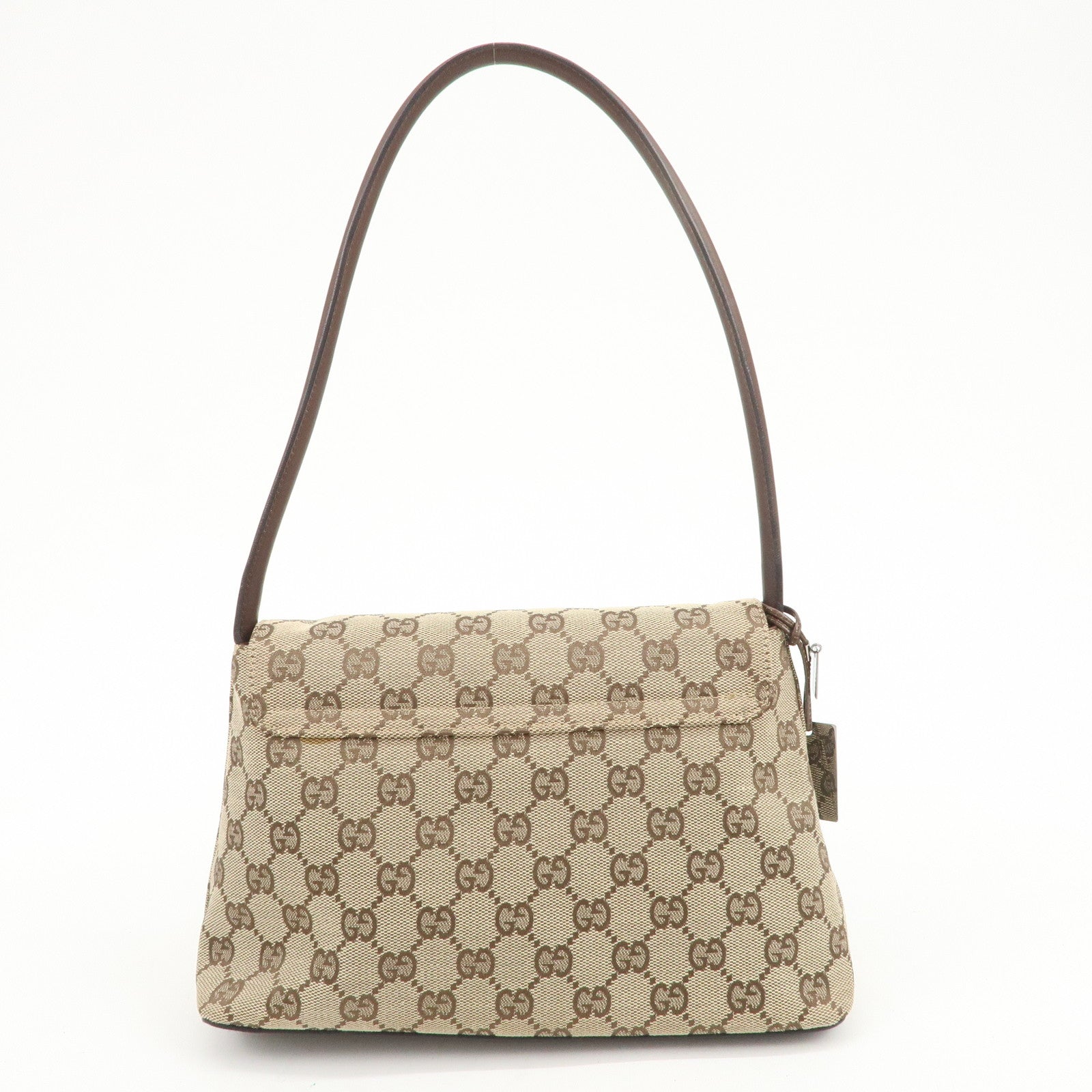 GUCCI GG Monogram Canvas Leather Shoulder Bag Beige Brown 90646