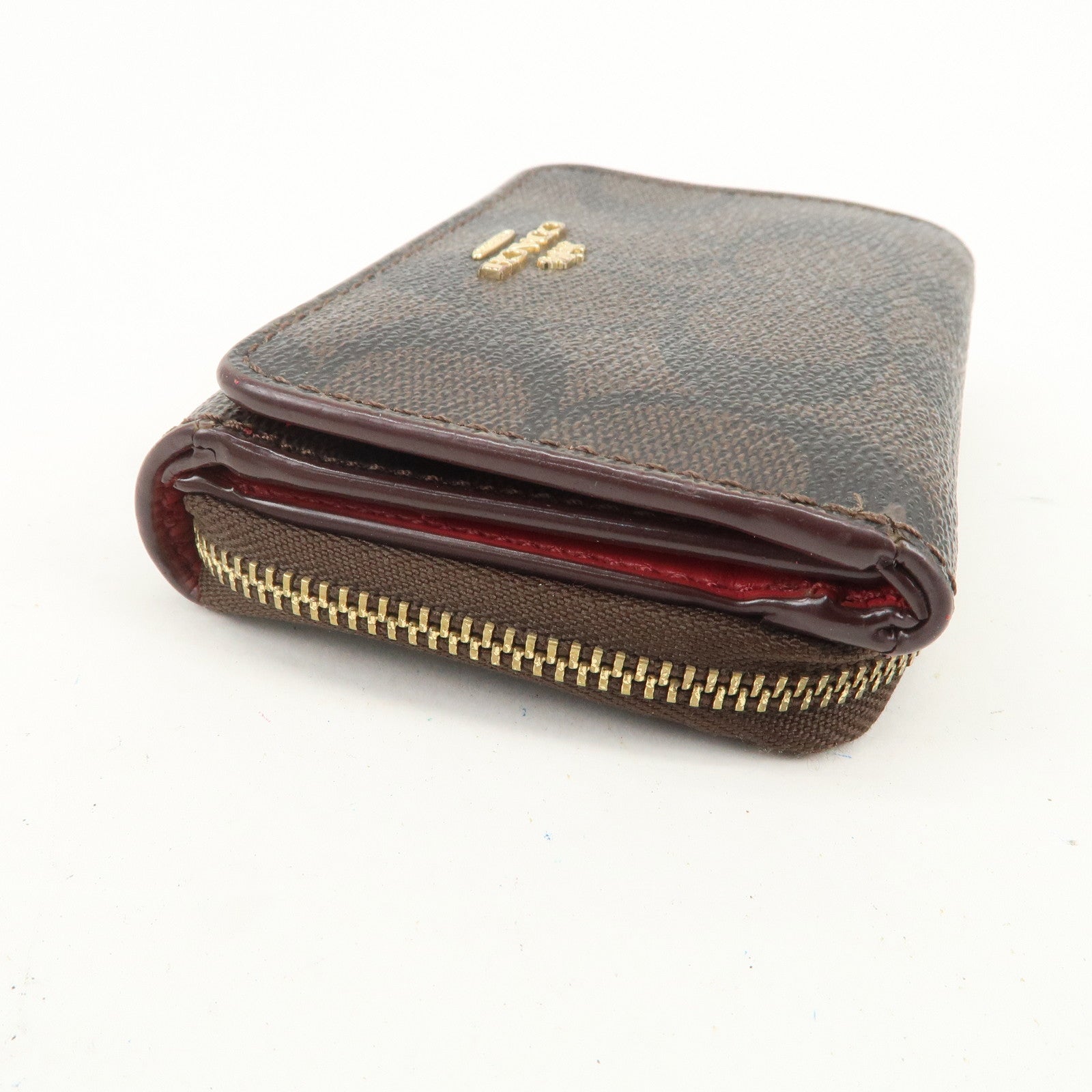 COACH Set of 5 Signature PVC Leather Compact Wallets Brown Red