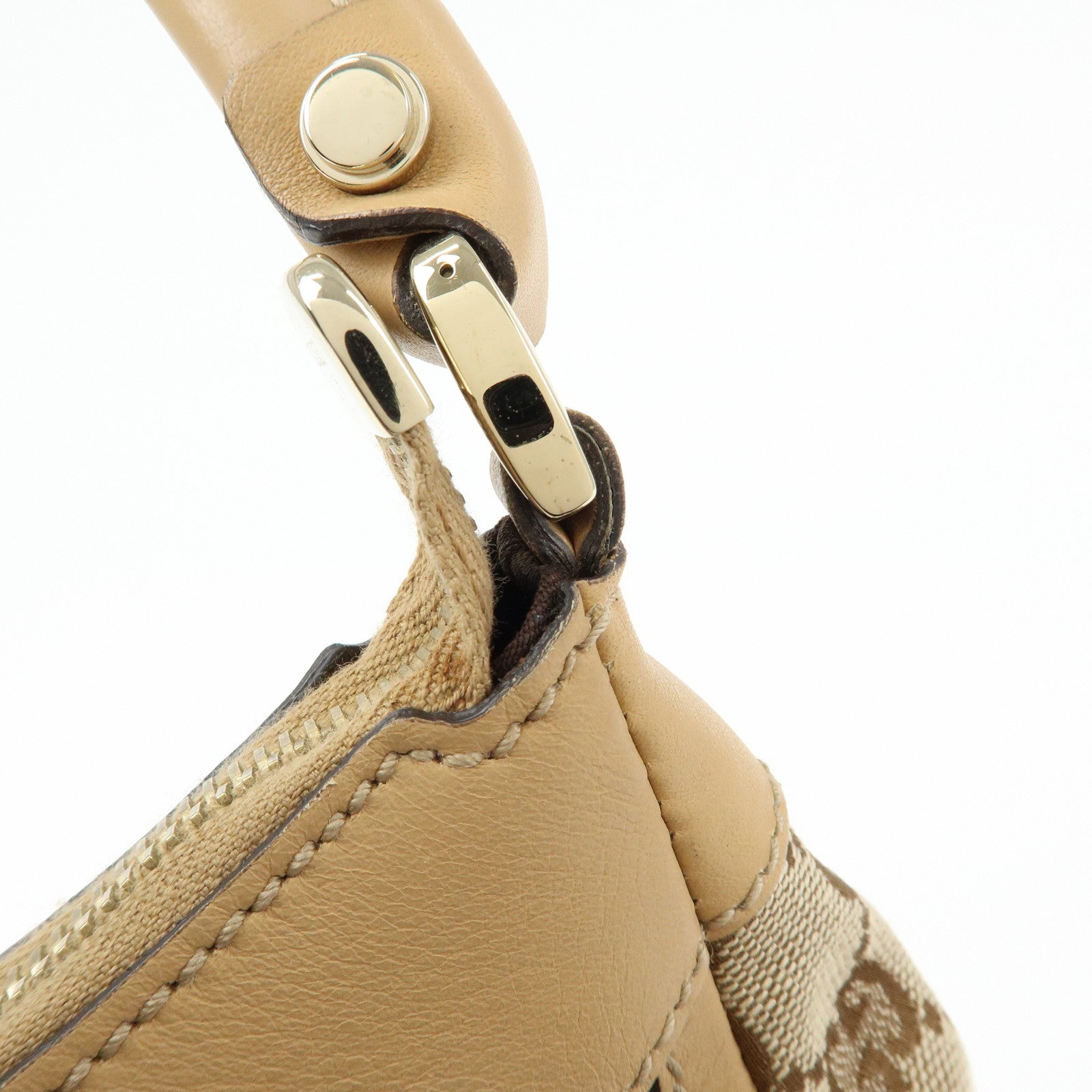 GUCCI Abbey GG Canvas Leather Shoulder Bag Hand Bag Beige 190525