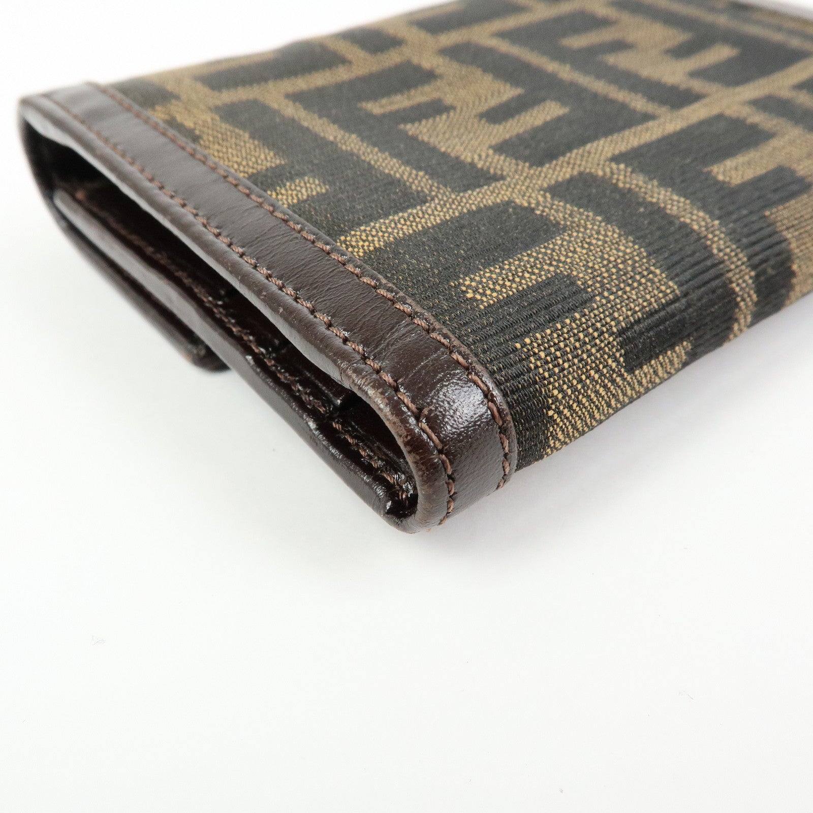 FENDI Zucca Canvas Leather Compact Wallet Brown 2270・30729・008