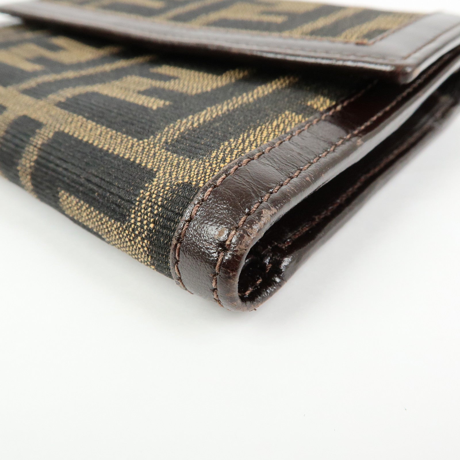FENDI Zucca Canvas Leather Compact Wallet Brown 2270・30729・008