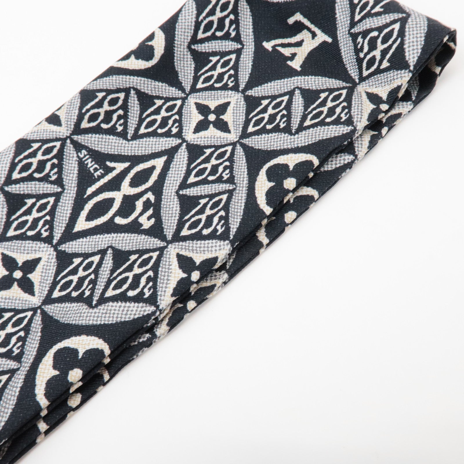 Louis Vuitton Bandeau Since 1854 Silk 100% Scarf Black MP2825