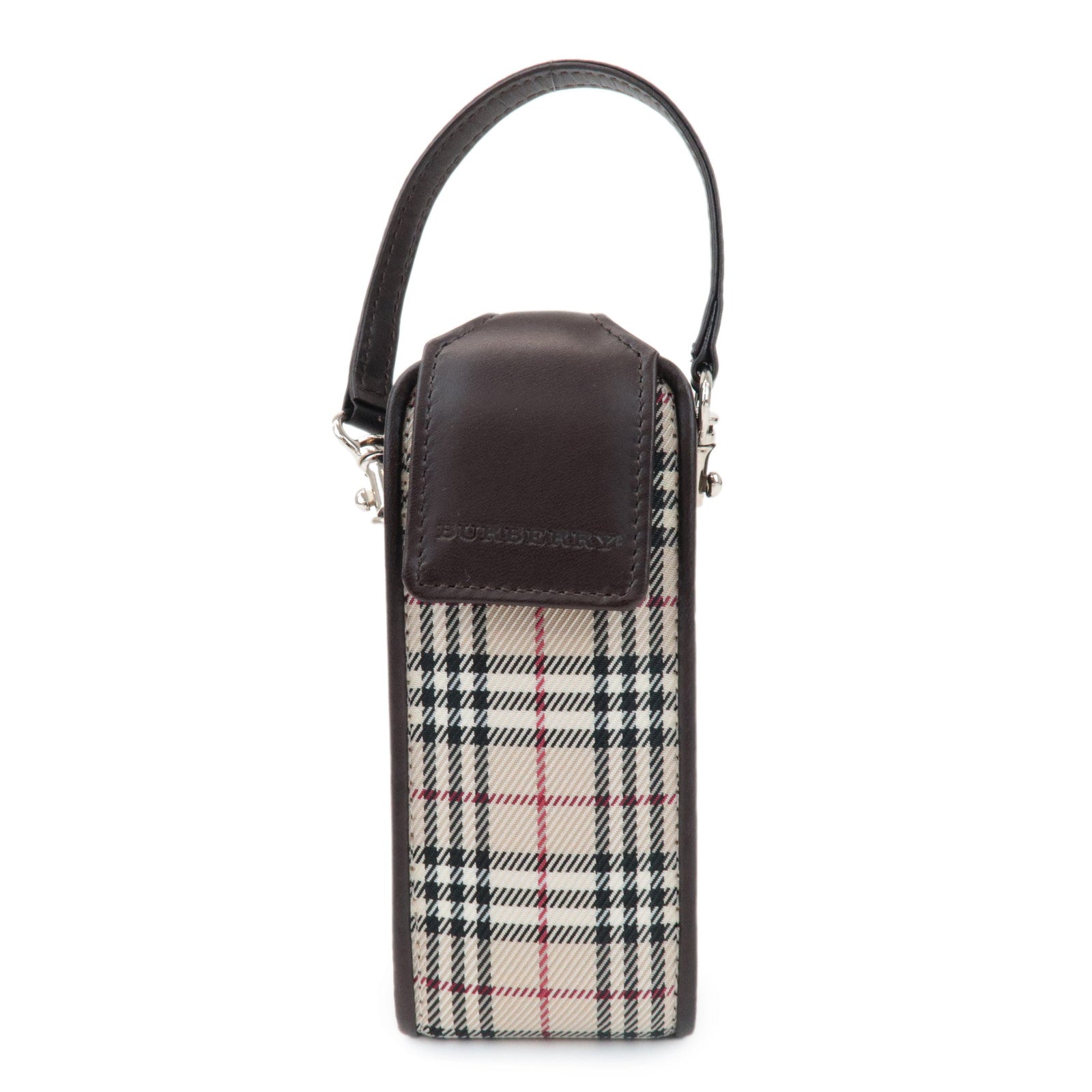 BURBERRY Nova Plaid Mini Pouch Beige Brown
