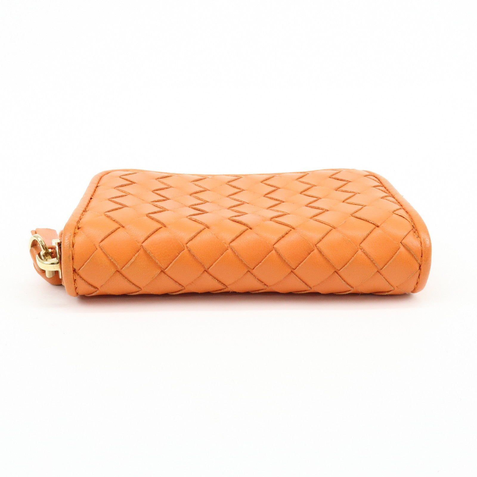 BOTTEGA VENETA Intrecciato Lamb Skin Coin Case Orange 114075
