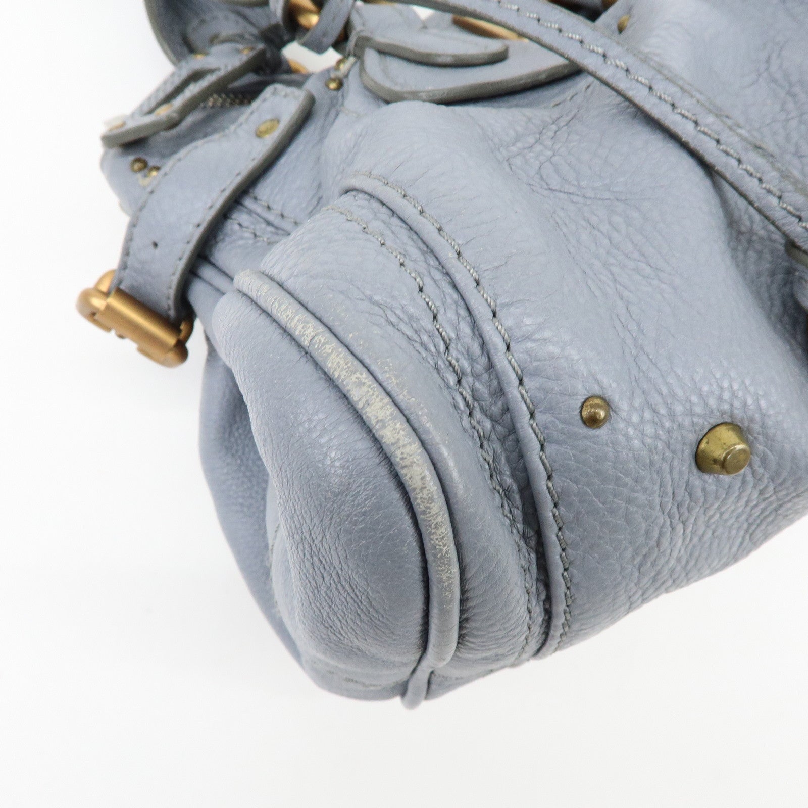 Chloe Paddington Leather Hand Bag Shoulder Bag Boston Bag Gray