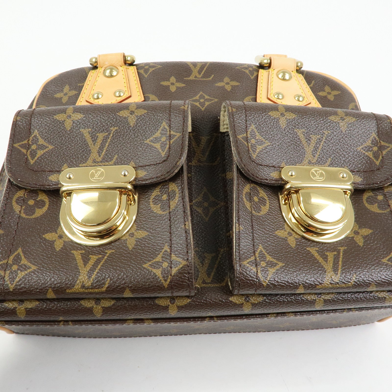 Louis Vuitton Monogram Manhattan PM Hand Bag Brown M40026