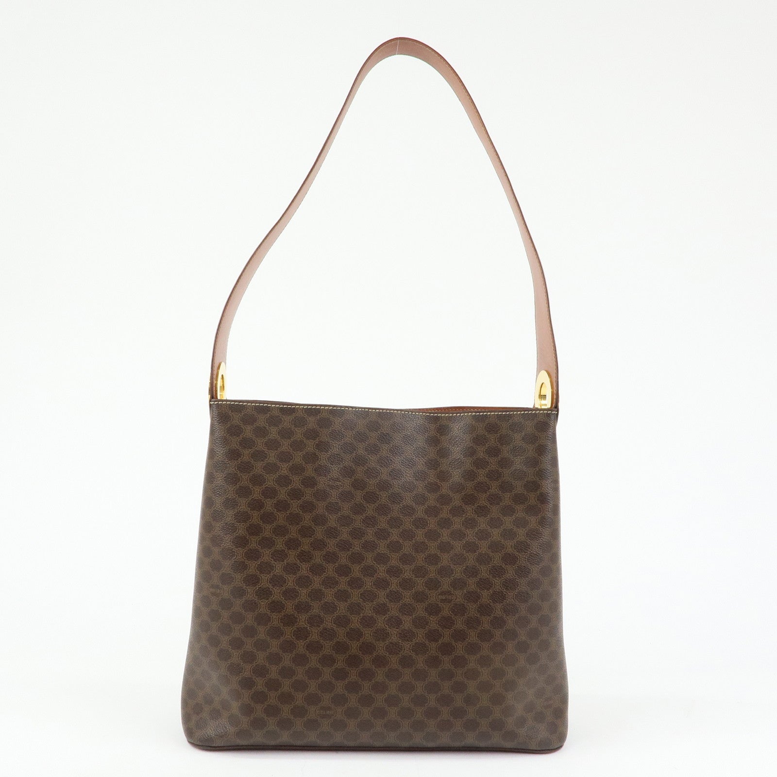 CELINE Macadam PVC Canvas Leather Shoulder Bag Brown