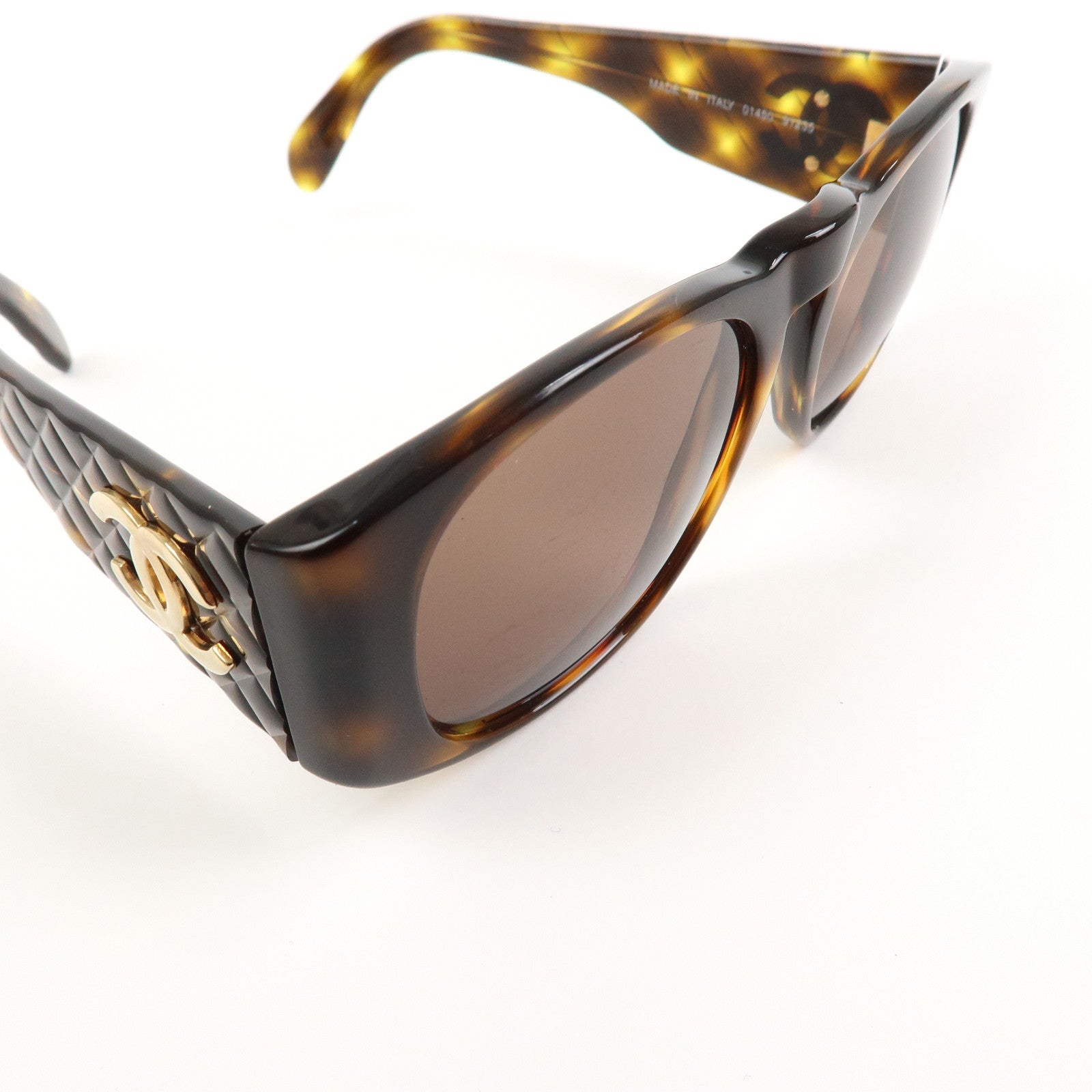 CHANEL COCO Mark Plastic Sunglasses Tortoiseshell Brown