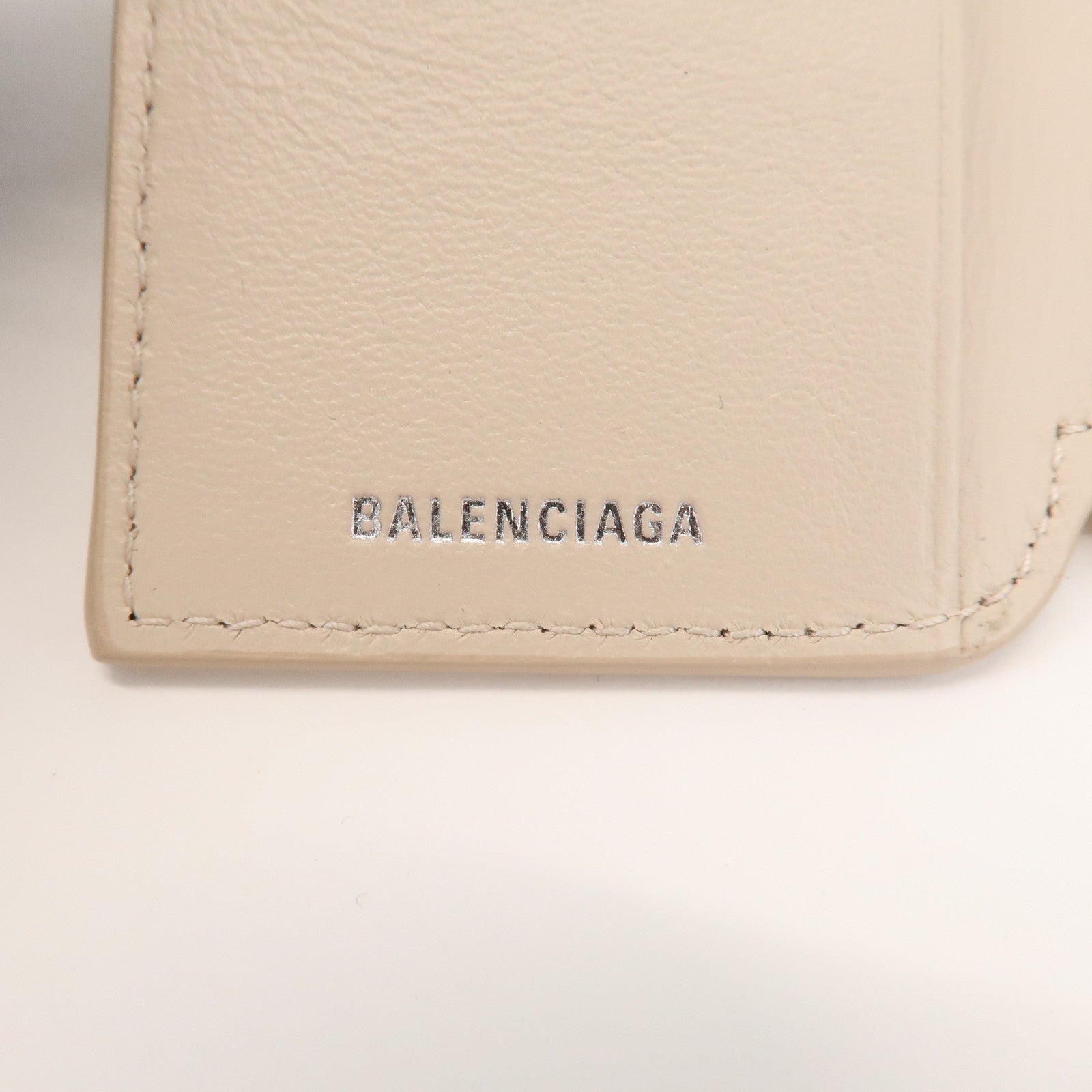 BALENCIAGA CASH Leather 6 Rings Key Case Key Holder Beige