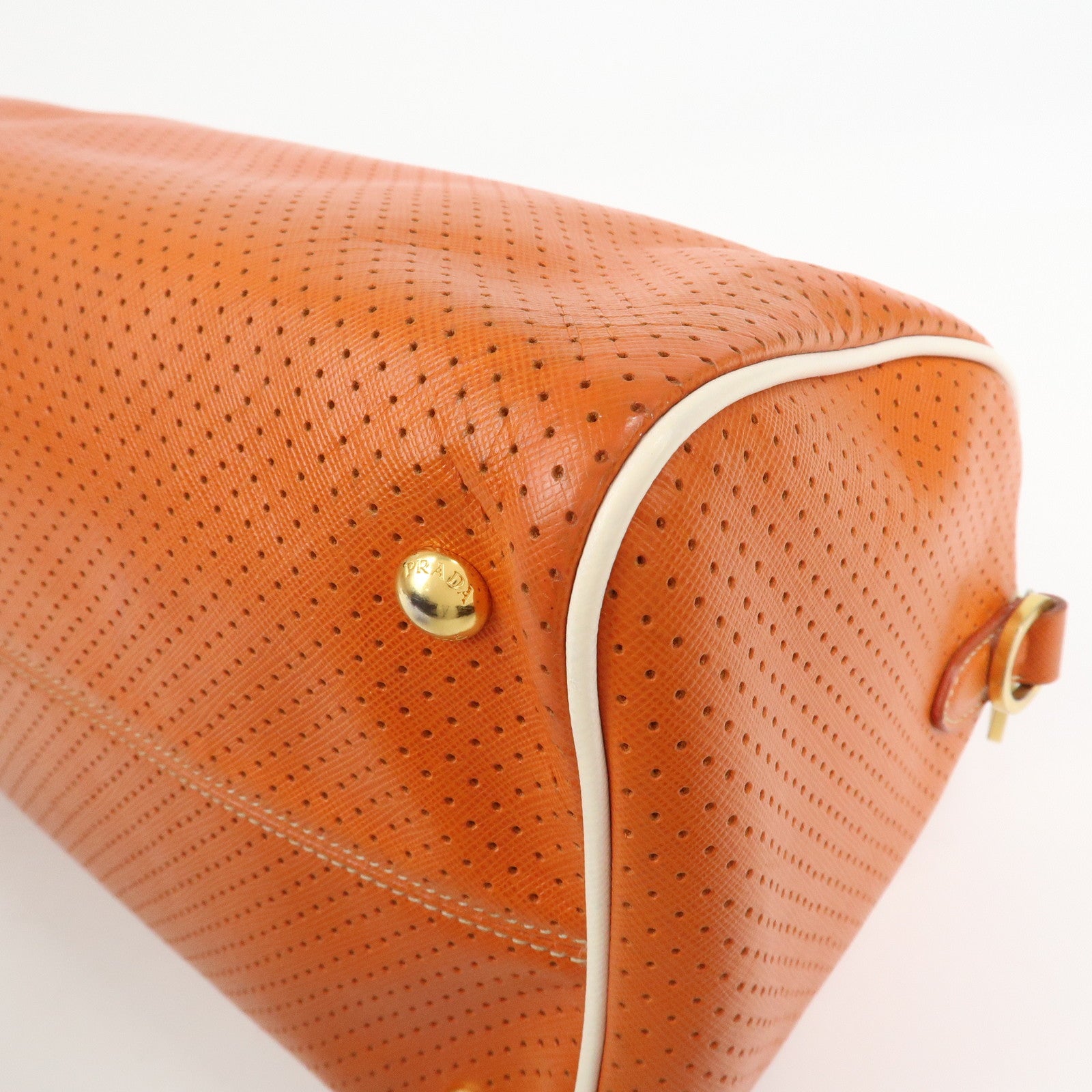 PRADA Saffiano Leather 2Way Bag Hand Bag Shoulder Bag Orange