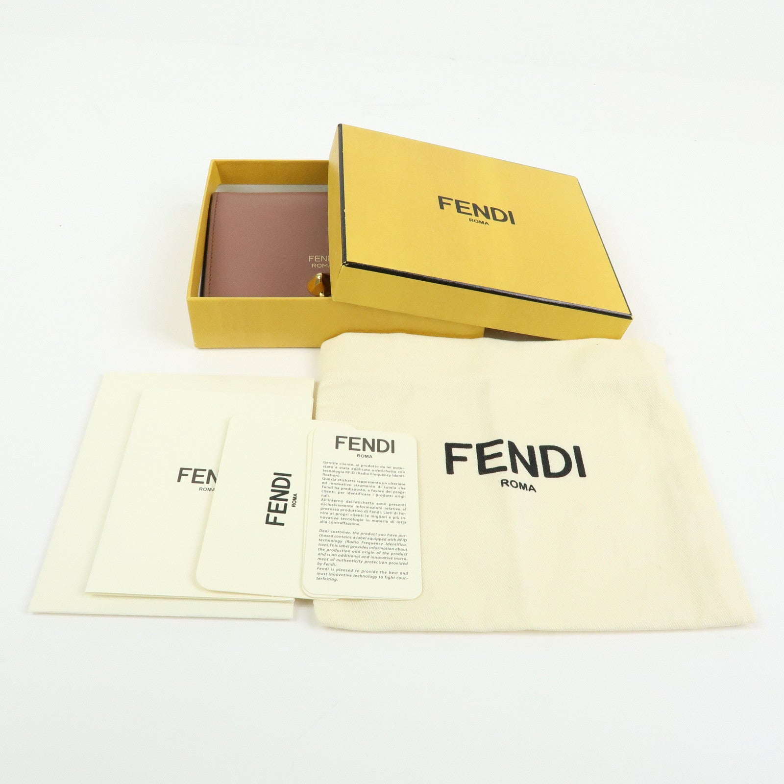 FENDI By The Way Leather Bi-fold Compact Wallet Light Pink 8M0387