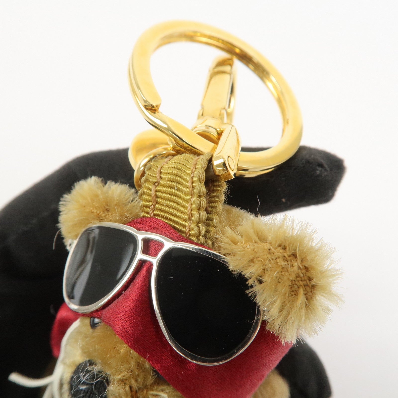 PRADA Teddy Bear Bag Key Charm Rocker Leopard Brown